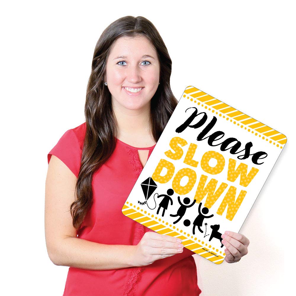 Big Dot of Happiness Please Slow Down Outdoor Lawn Sign - Kids at Play Neighborhood Yard Sign - 1 Piece - Durable Weatherproof Warning Sign for Residential Streets & Driveways
