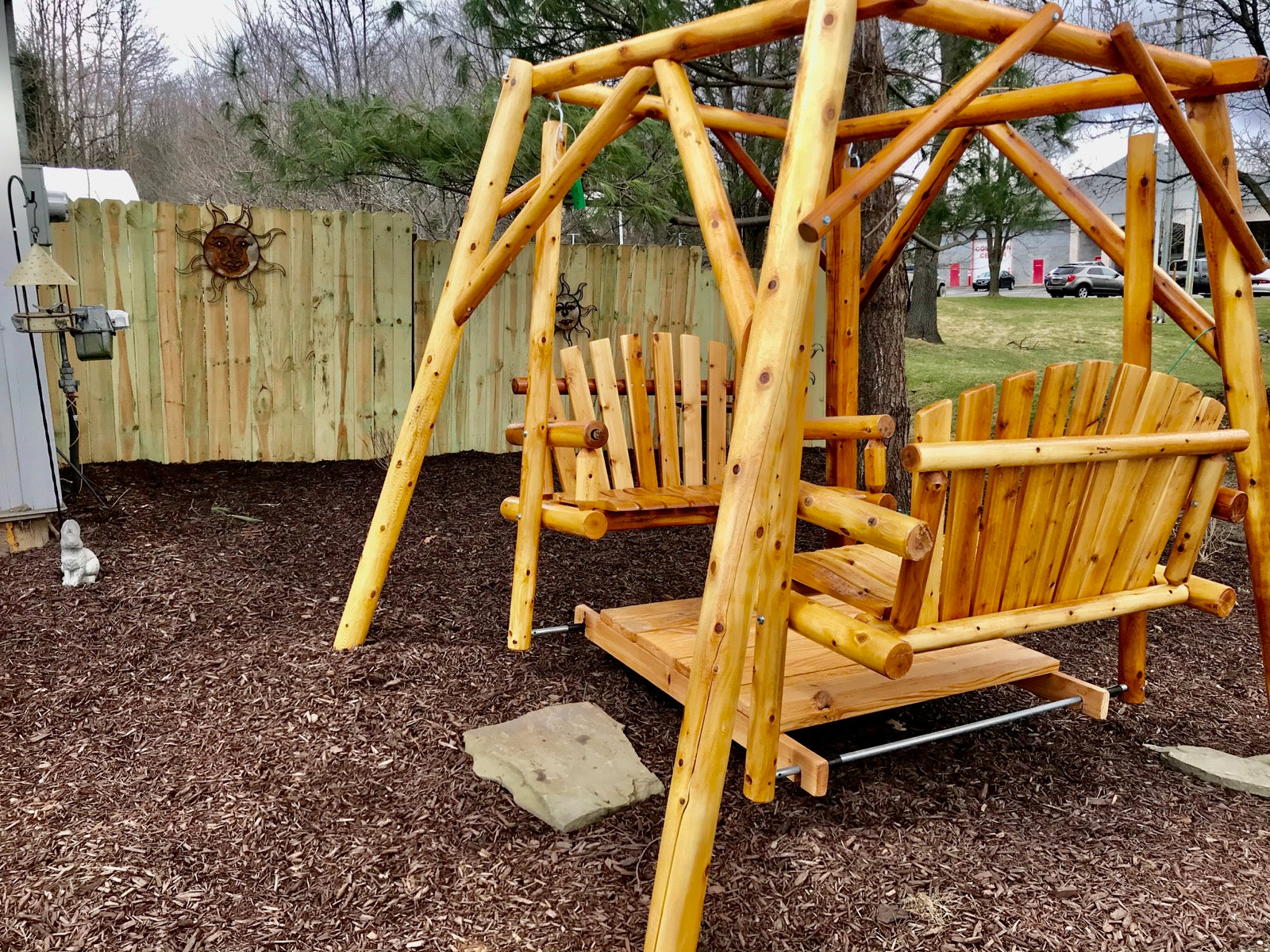 Premium Outdoor Double Glider Swing Set - Heavy Duty Metal Frame with Comfortable Seating for Backyard, Garden, and Patio - Perfect for Relaxing, Lounging, and Family Bonding Time