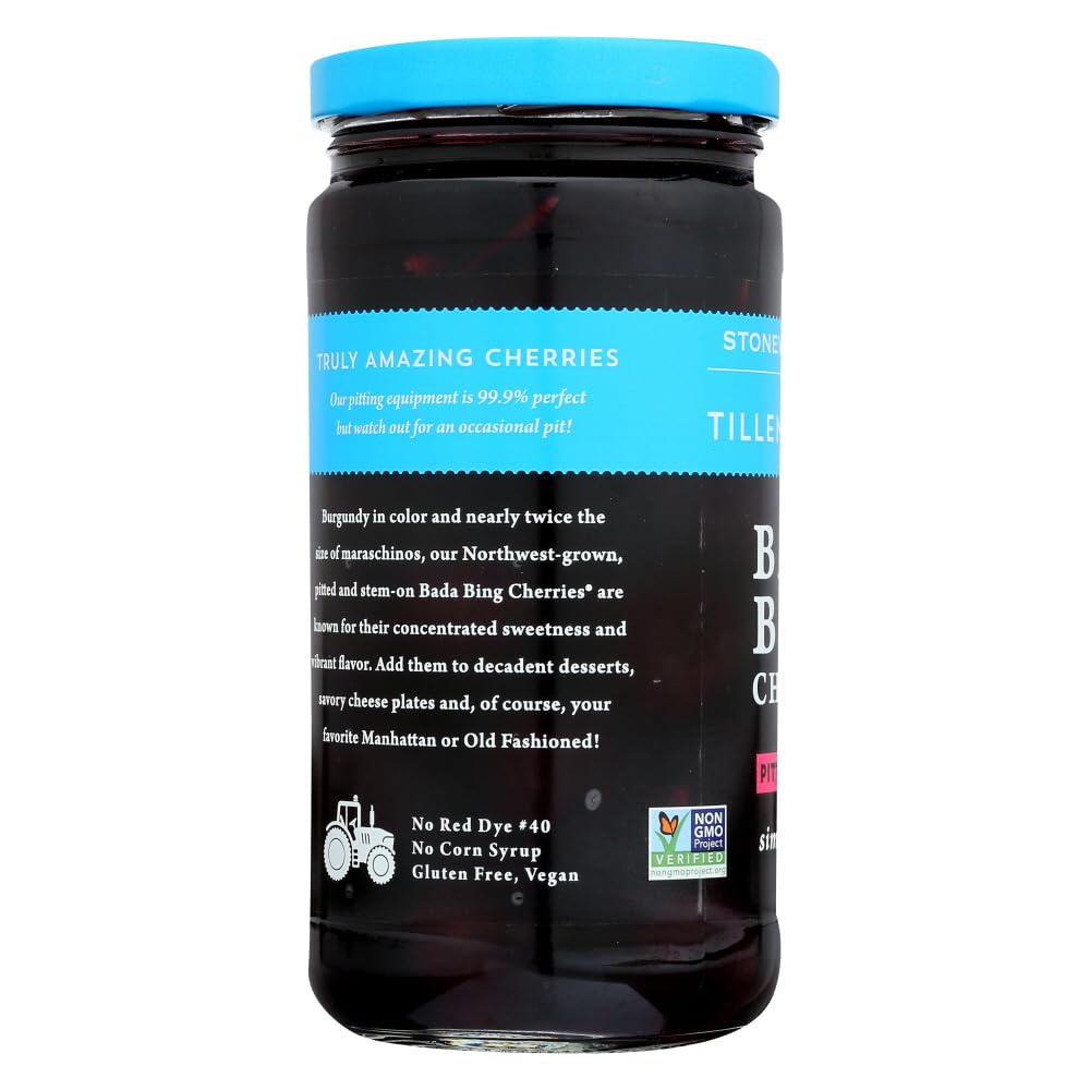 Organic Tillen Farms Bada Bing Cherries, 13.5 oz (Pack of 2) - Sweet Dark Red Cocktail Cherries for Desserts, Drinks & Baking - Perfect for Martinis, Ice Cream Toppings & Gift Baskets