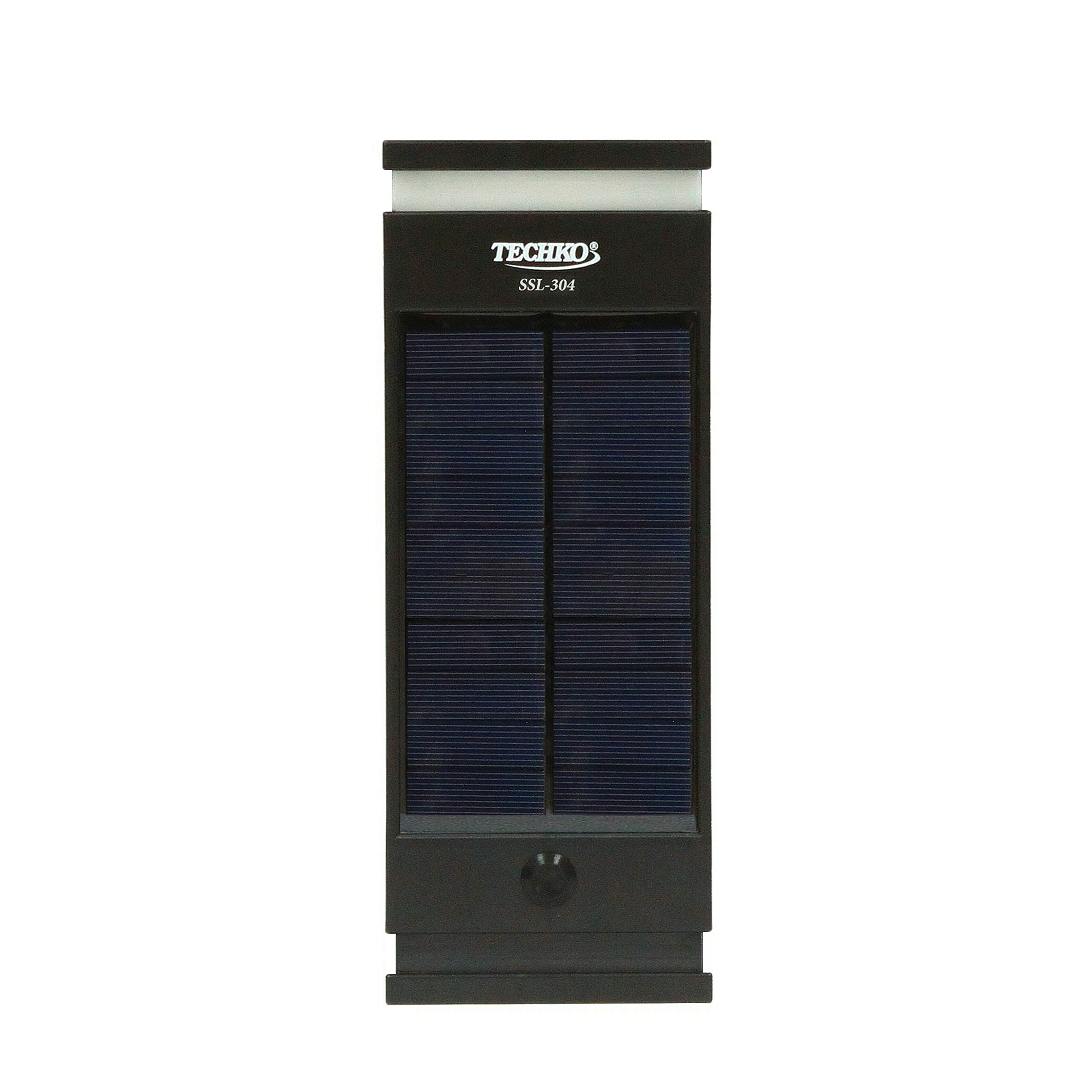 Techko Outdoor Solar Lights Wall Sconce - Single-Directional Modern Contemporary Design, Waterproof IP65, 12+ Hours Battery Life [1-Pack Black] - Perfect for Patio, Garden, Pathway, and Porch Lighting
