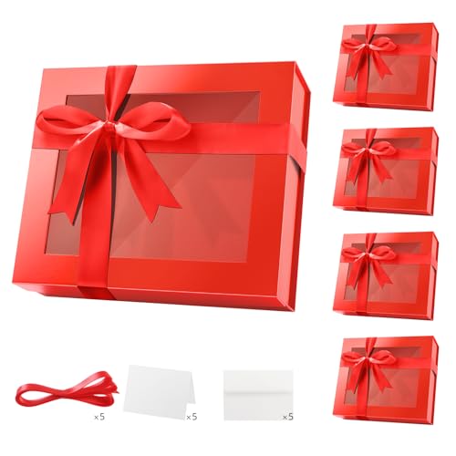 Red-16.3x14.2x5 Inches-Pack of 5