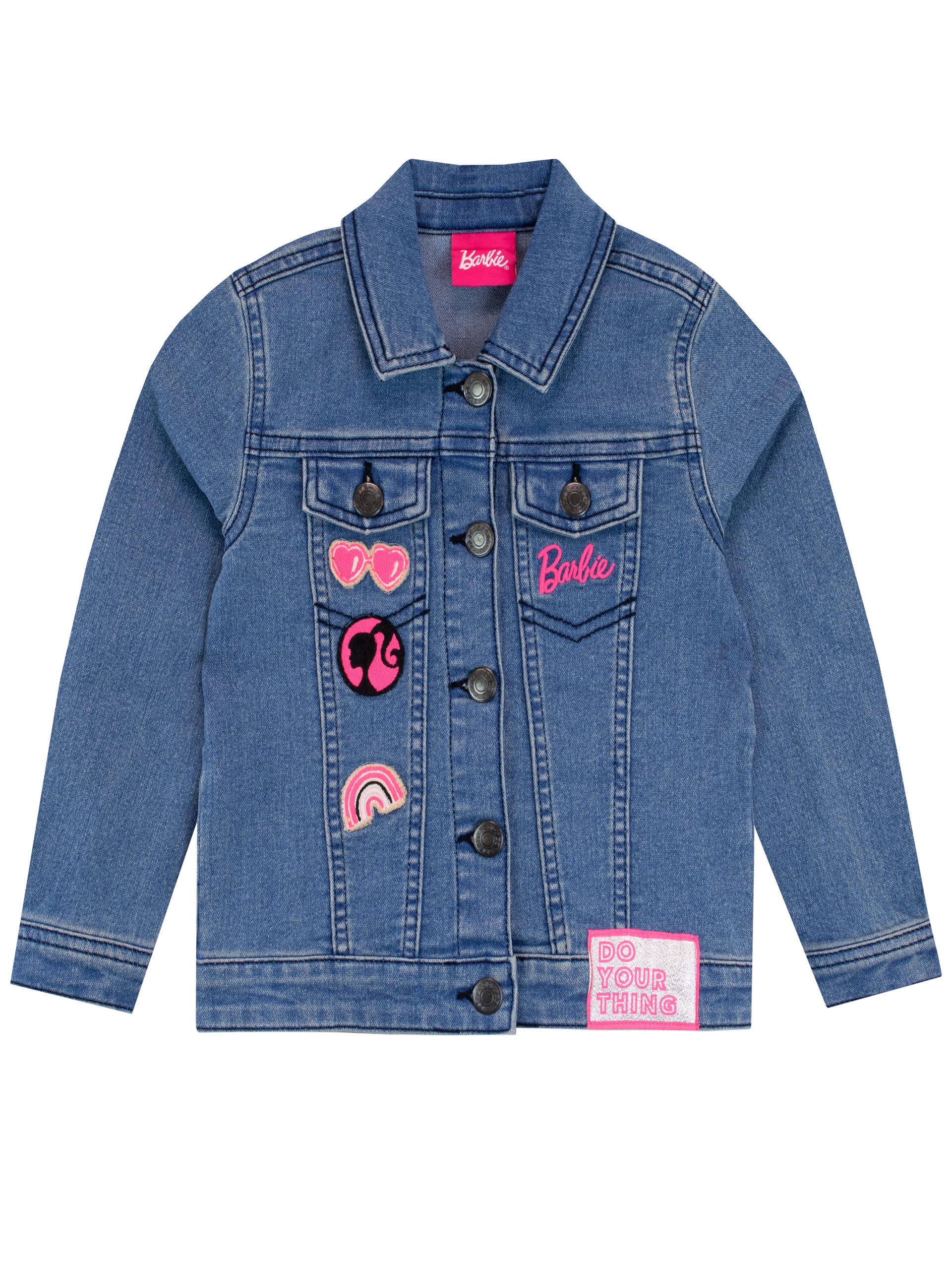 Barbie Girls Embroidered Denim Jacket for Kids - Stylish Outerwear for School, Playdates & Special Occasions