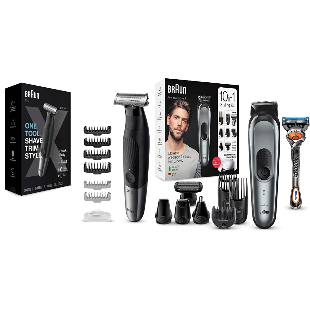 Braun Series XT5 Electric Shaver & Trimmer for Men - 10-in-1 Multi-Grooming Kit (MGK7221) | Precision Shaving for Face, Body, Ear & Nose Hair | Perfect for Travel & Daily Grooming Routine