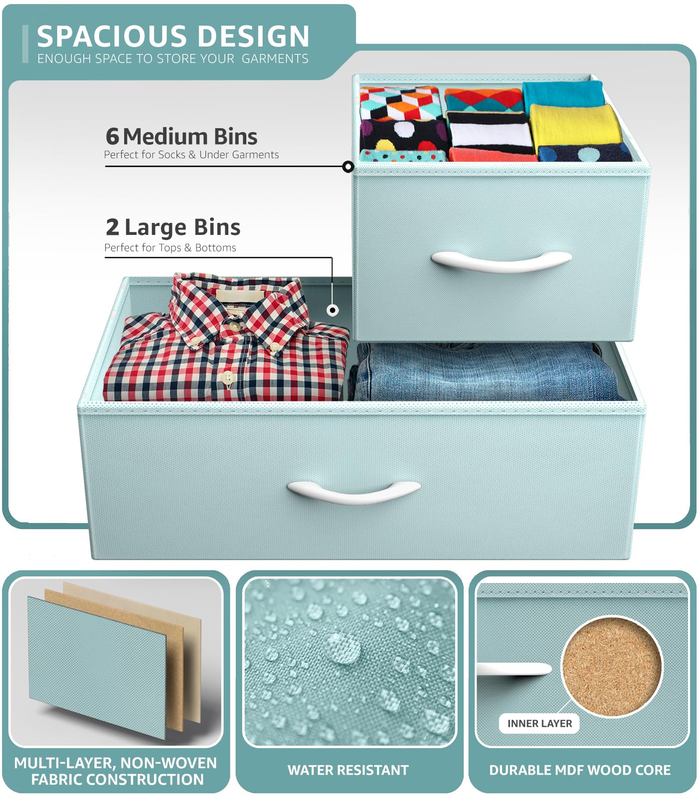 Sorbus 8-Drawer Kids Dresser with Steel Frame & Wood Top - Fabric Bin Organizer for Clothes, Nursery, Bedroom & Closet - Sturdy Children's Storage Furniture for Toys, Blankets & Baby Essentials