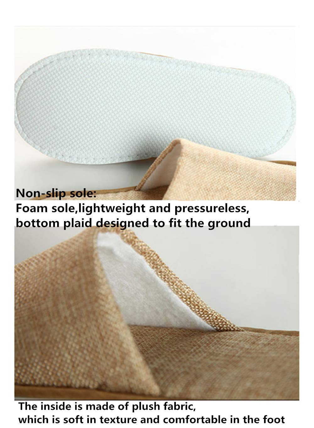 4 Pairs of Linen Spa Slippers for Men & Women - Soft Waffle Design Non-Disposable House Slippers, Universal Size (Gray) - Perfect for Home, Hotel, Salon & Relaxation