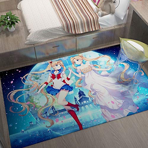 **Sailor Moon Anime Crystal Velvet Rug - Non-Slip Bedside Mat, Soft Floor Blanket for Bedroom Decor, Anime Fan Gift (140x200cm) - Perfect for Cosplay Rooms, Themed Bedrooms & Anime Lover Gifts**