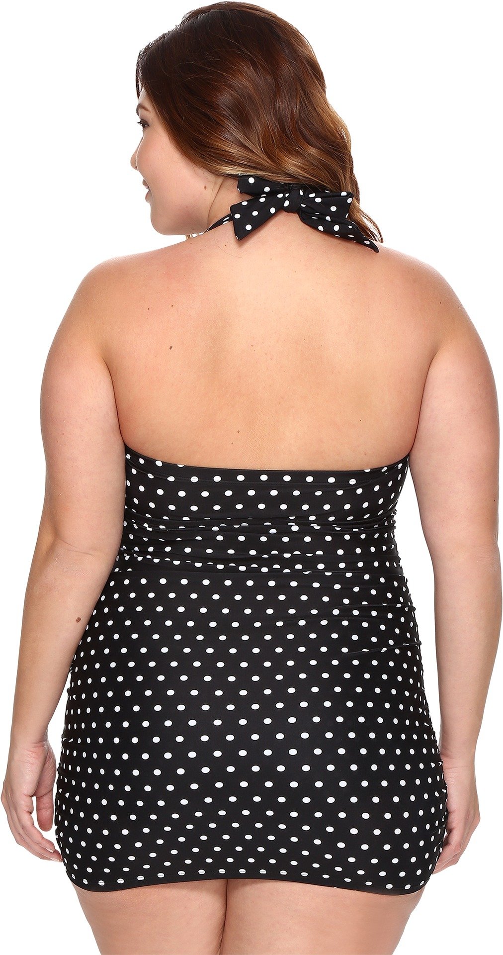 Lauren Ralph Lauren Women's Plus Size Retro Polka Dot Swim Dress Cover-Up Black/White - Beach Vacation, Pool Party & Summer Outfit Essential