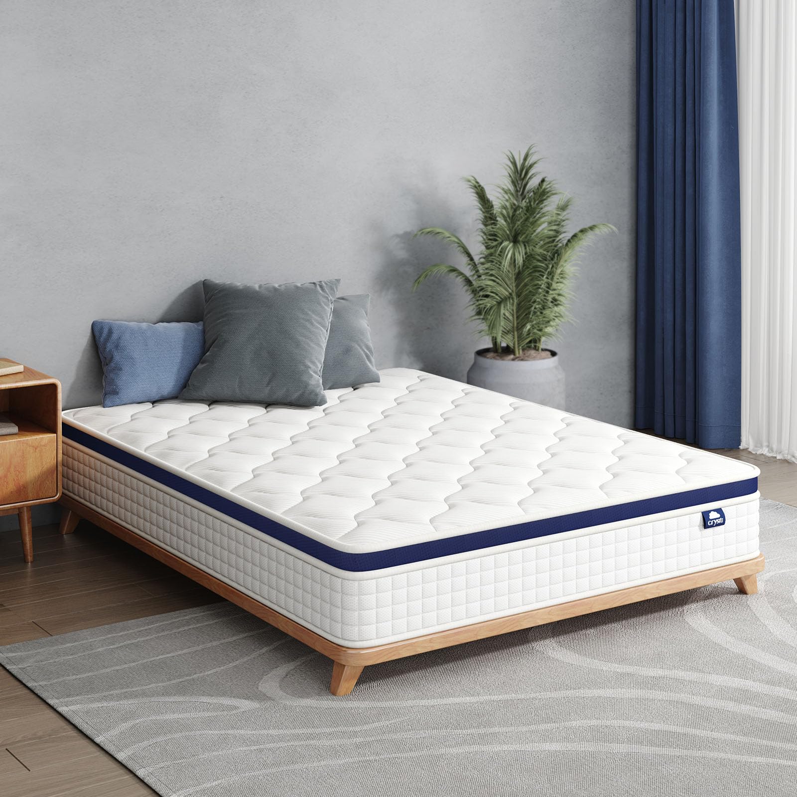 Crystli King Size Mattress in a Box - 10 Inch Hybrid Mattress with Zero Pressure Foam & Innerspring for Pressure Relief | Medium Firm, Motion Isolation, CertiPUR-US Certified | Perfect for Back Pain Relief & Couples' Bedroom