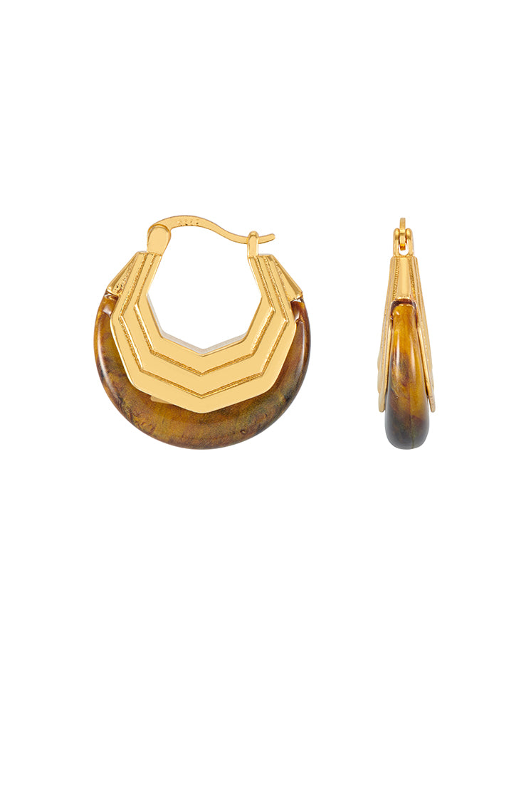 Stylish Brown Half Moon Hinge Hoop Earrings - Trendy Dangle Earrings for Women, Perfect for Casual Wear, Office & Evening Out