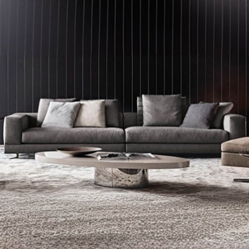 L-Shaped & Straight Latex Sofa Recliner Set with Square Arms, Pillow Back & Removable Slipcover - 2-Piece Living Room Furniture for Small Spaces & Home Theater Comfort