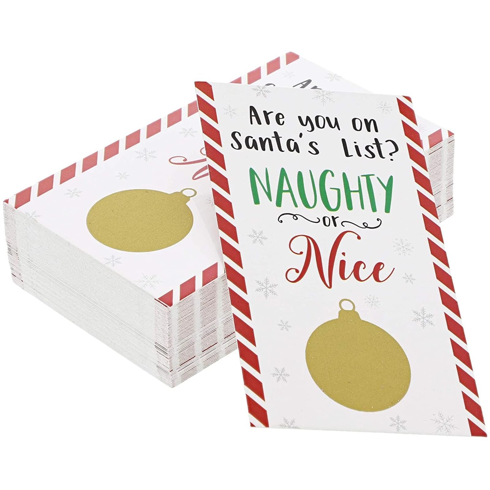 60 Pack Christmas Scratch Off Cards - Fun Holiday Party Game for Adults, Naughty or Nice Card Game for Office & Home Celebrations (2 x 3.5 in) - Perfect for Secret Santa, White Elephant Gifts & Family Game Nights