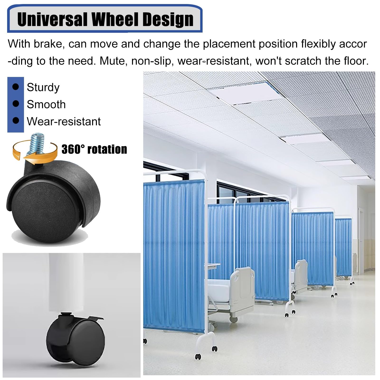 Portable Folding Privacy Screen - 3ft to 15ft Adjustable Medical Room Divider for Hospitals, Clinics & Salons | Yellow 2-Panel (180cm) | Perfect for Patient Privacy, Office Partitions & Event Spaces