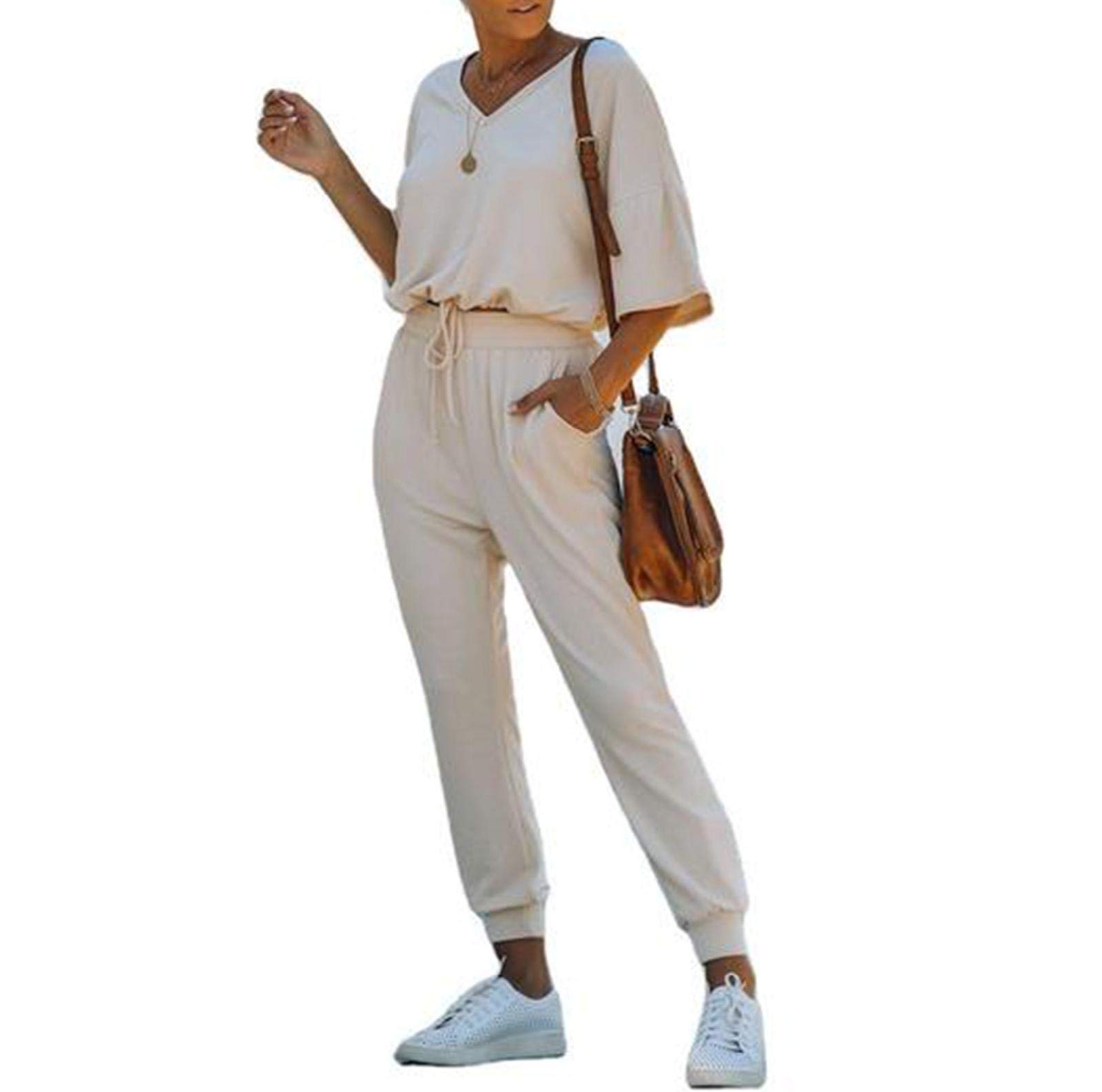 Women's V-Neck Pajama Set - Soft Long Pants Sleepwear & Nightwear PJS for Comfortable Sleep | Perfect for Lounging, Bedtime & Relaxing at Home