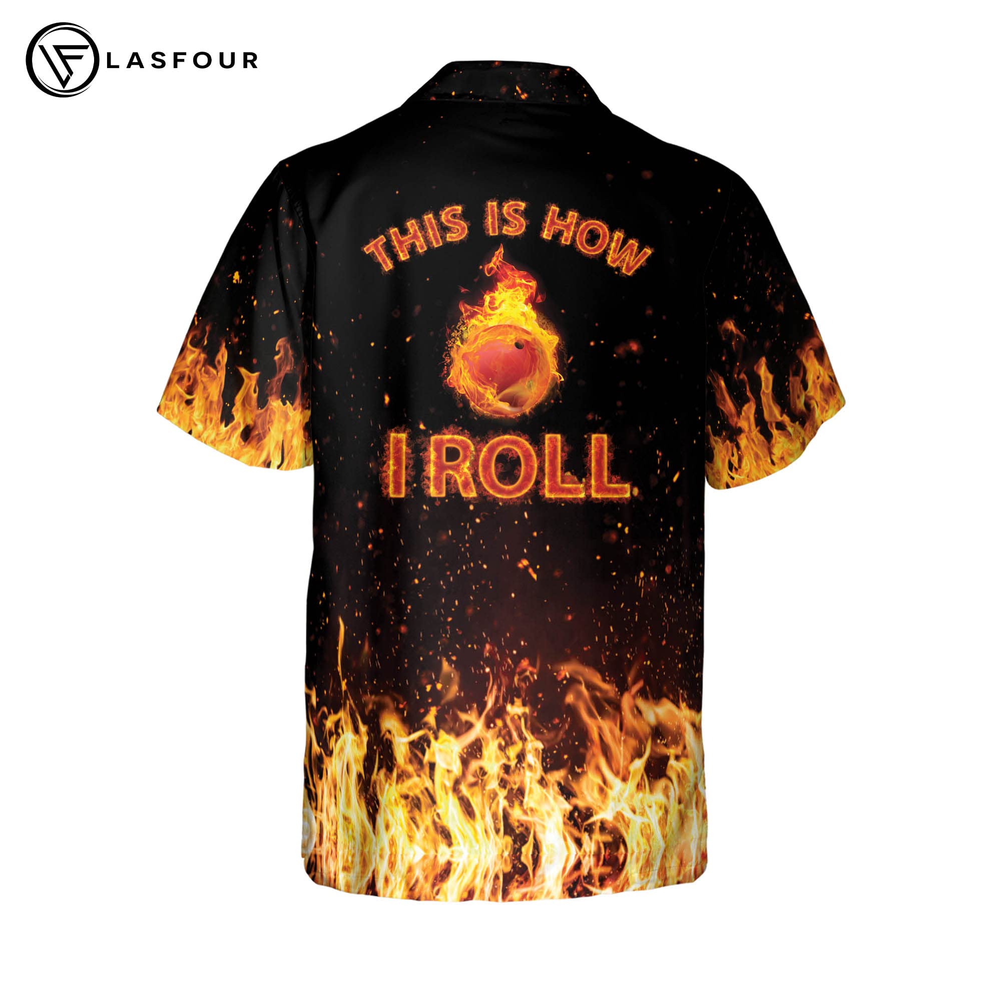 LASFOUR Men's Bowling Shirts - Short Sleeve Hawaiian Button-Down Shirts for Team Uniforms & Funny Custom Designs - Perfect for Bowling Leagues, Tournaments & Casual Wear