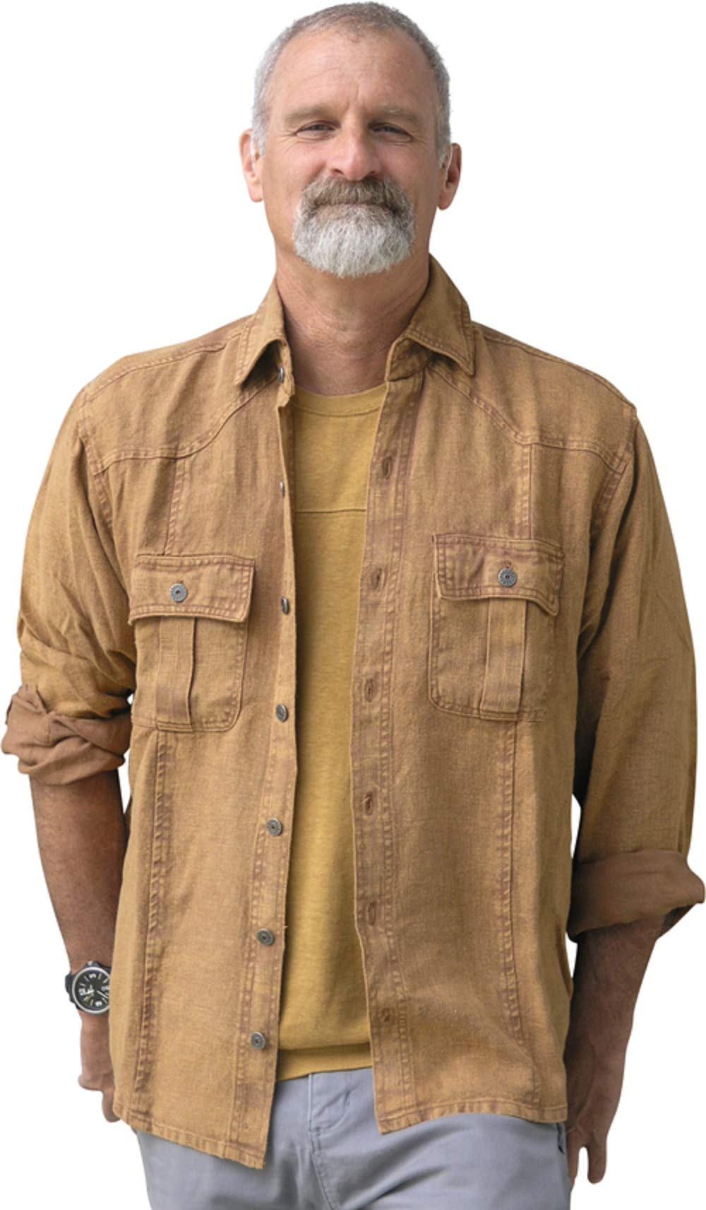 Dashhemp Men's 100% Hemp Button Down Long Sleeve Shirt - Regular Fit S-XL | Breathable & Eco-Friendly Casual Wear for Work, Outdoor & Everyday Use