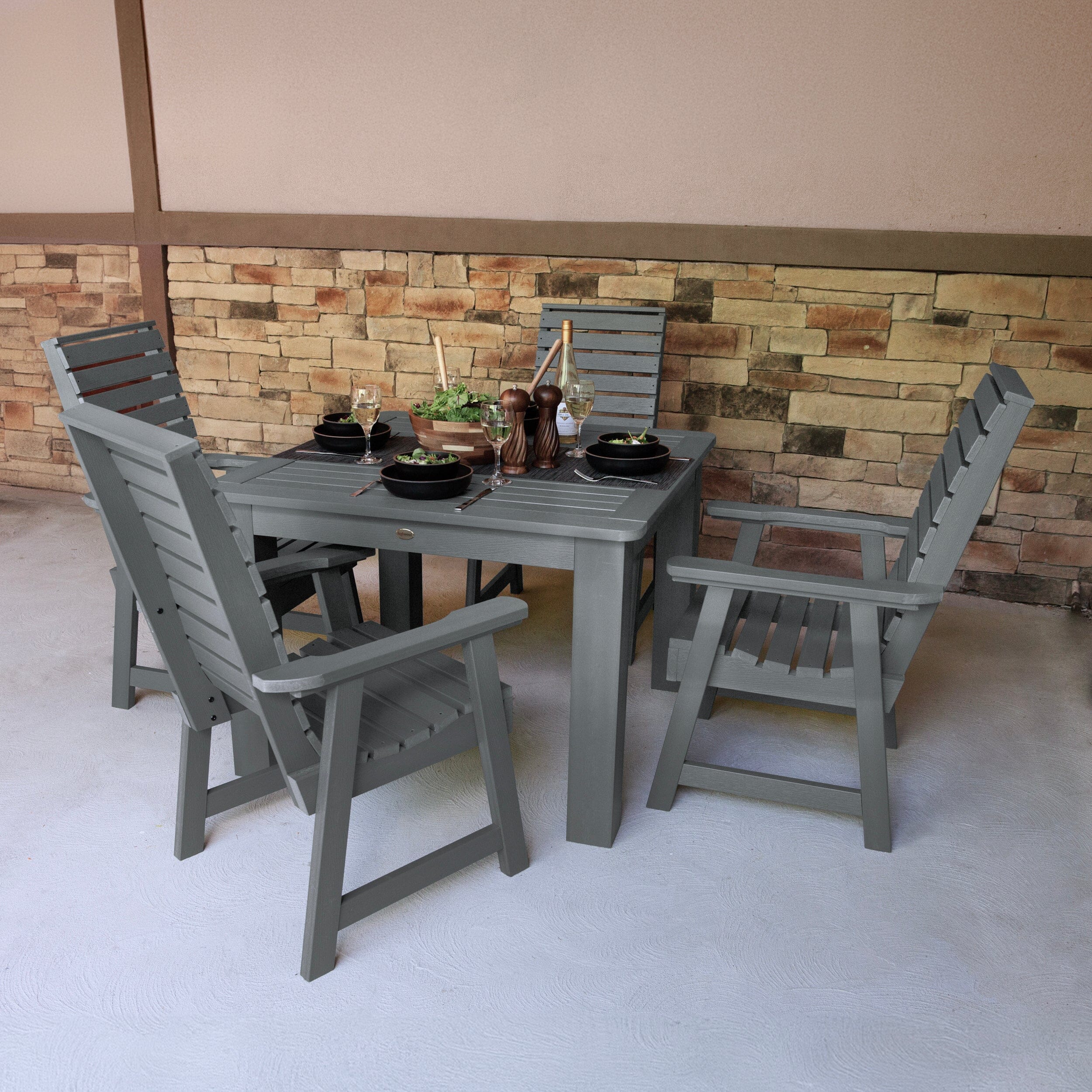 Weatherly 5-Piece Square Outdoor Dining Set 42