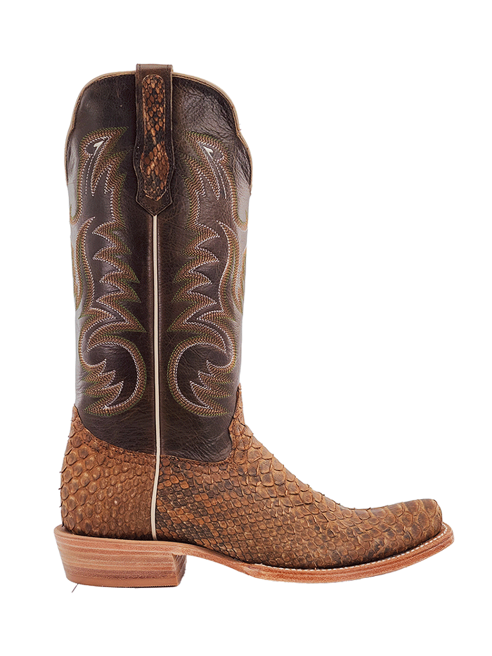 R.Watson RW7911 Men's Beige Sueded Python Western Boots - Tan Cowboy Boots for Men, Comfortable & Stylish for Country Riding, Rodeo, and Western Fashion