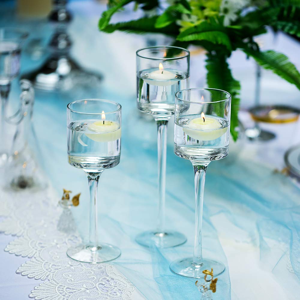 18-Piece Nuptio Tall Glass Candle Holders for Floating & Pillar Candles - Clear Long Stem Candle Stands for Wedding Centerpieces, Home Decor, Party Tables - Perfect for Romantic Dinners, Spa Nights & Holiday Decorations