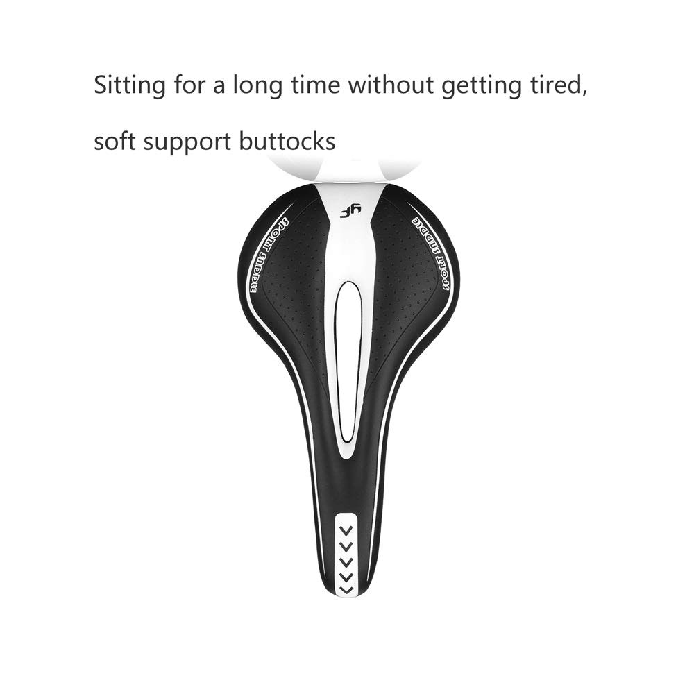 Comfortable Hollow Bike Seat - Breathable Soft Road & Mountain Bicycle Saddle for MTB, Folding, Exercise Bikes (Black/White) | Perfect for Long Rides, Commuting & Outdoor Adventures