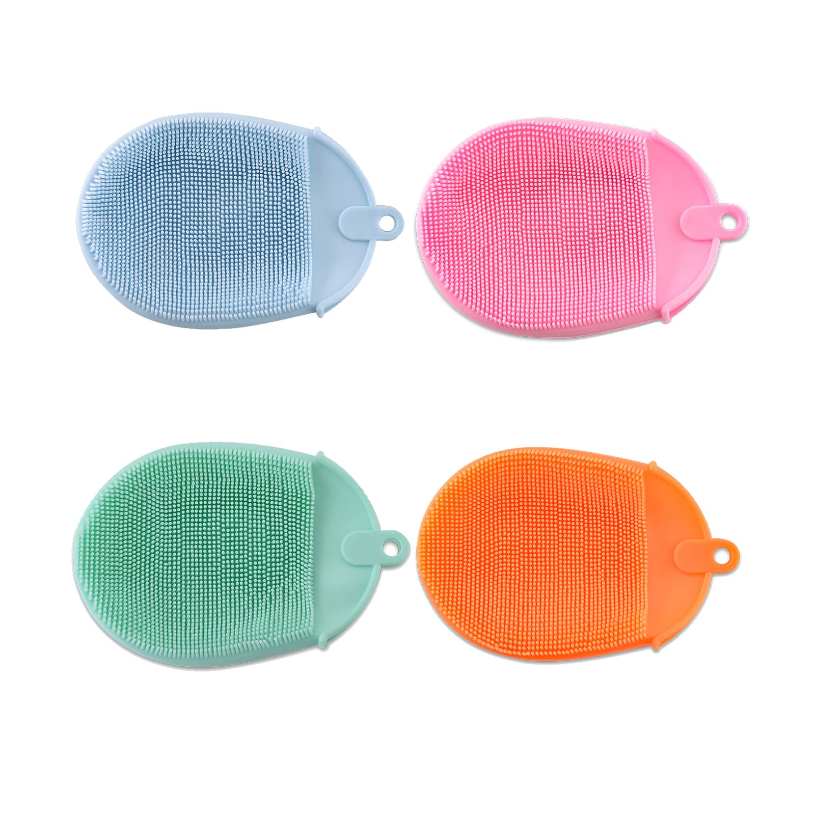 4PCs Reusable Silicone Sponges for Kitchen Dishes & Fruits Cleaning