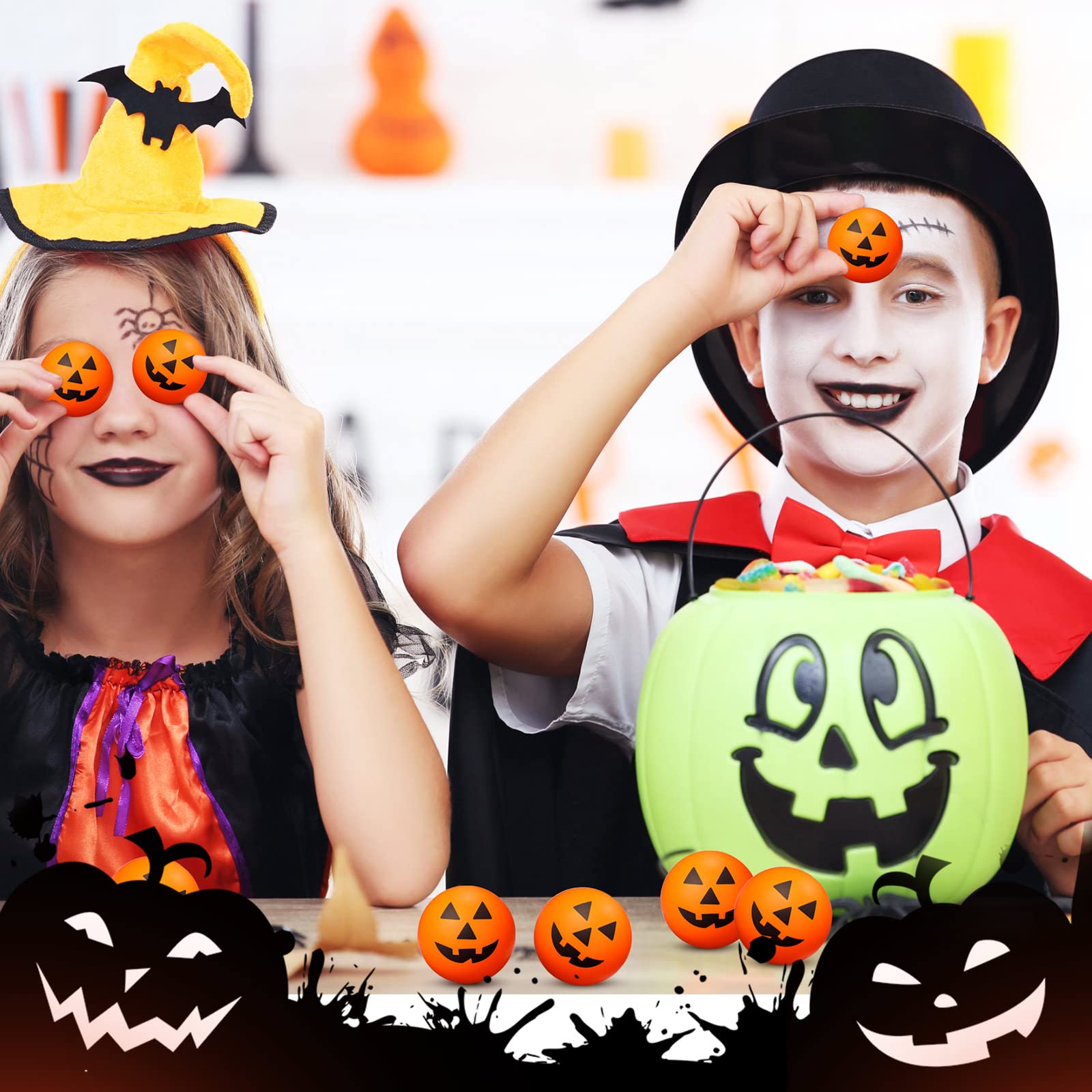 Jerify 30-Pack Halloween Stress Balls - 1.57 Inch Foam Pumpkin, Ghost & Bat Shapes - Bulk Party Favors for Halloween, Carnival, Fall Festival - Perfect for Classroom Rewards, Office Stress Relief & Trick-or-Treat Goodie Bags