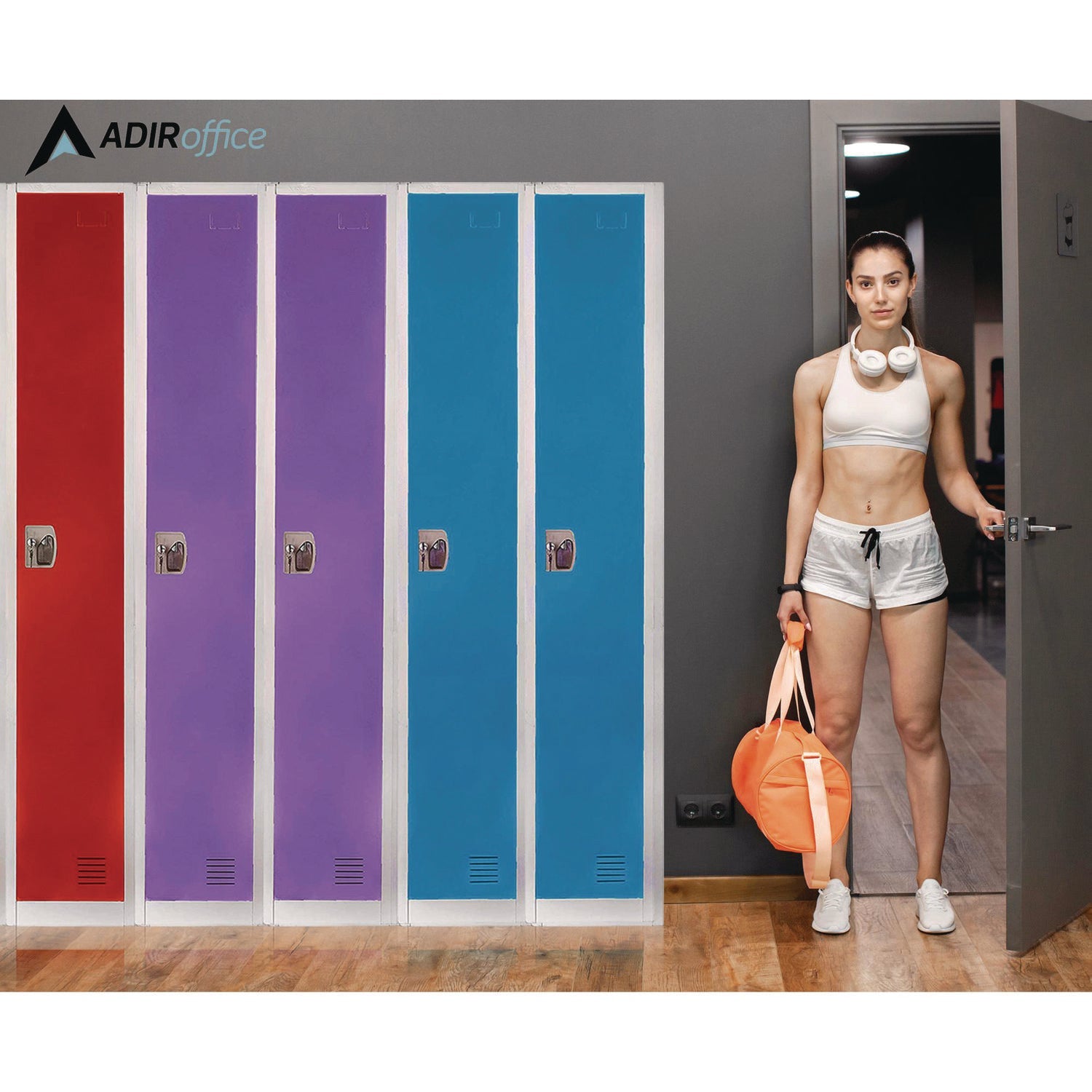 AdirOffice Heavy Duty Steel Storage Locker - 12x12x72 Inches, Blue - Secure 1-Compartment Cabinet for Schools, Gyms & Offices