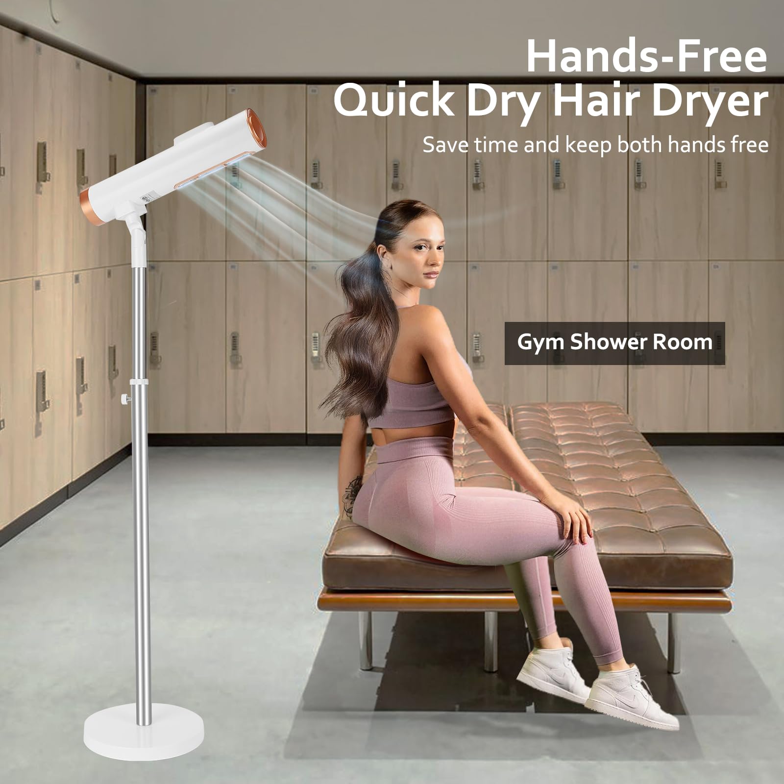 **CoralBoxer Hands-Free Adjustable Hair Dryer Stand - 2 Speeds & 2 Temperatures for Home Use, Elderly, Kids, Disabled & Pets - Perfect for Salon-Style Drying at Home**