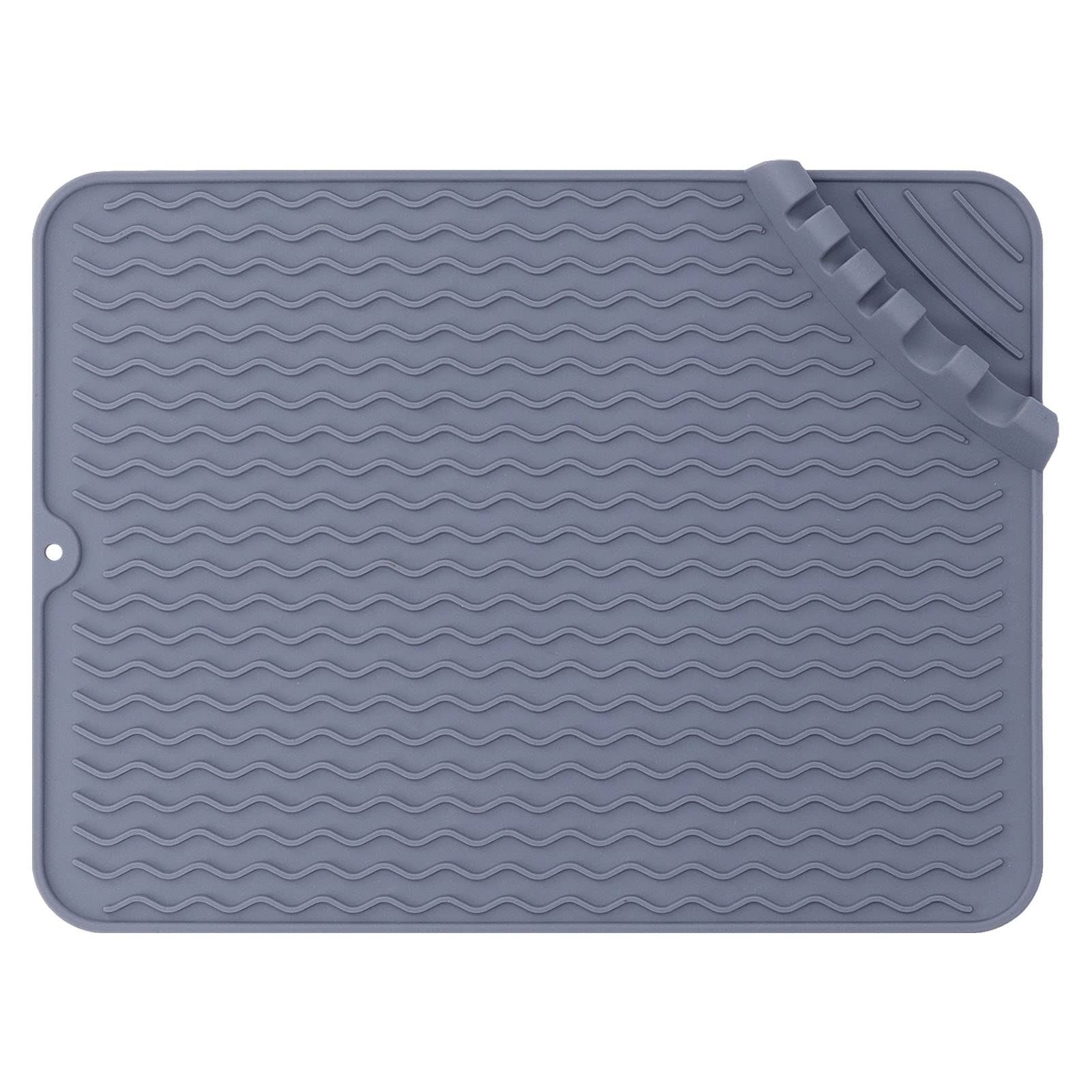 Premium Silicone Kitchen Drain Mat with Hanging Hole - Food Grade, Heat Resistant, Easy to Clean - Perfect for Sink, Countertop & Dish Drying Station