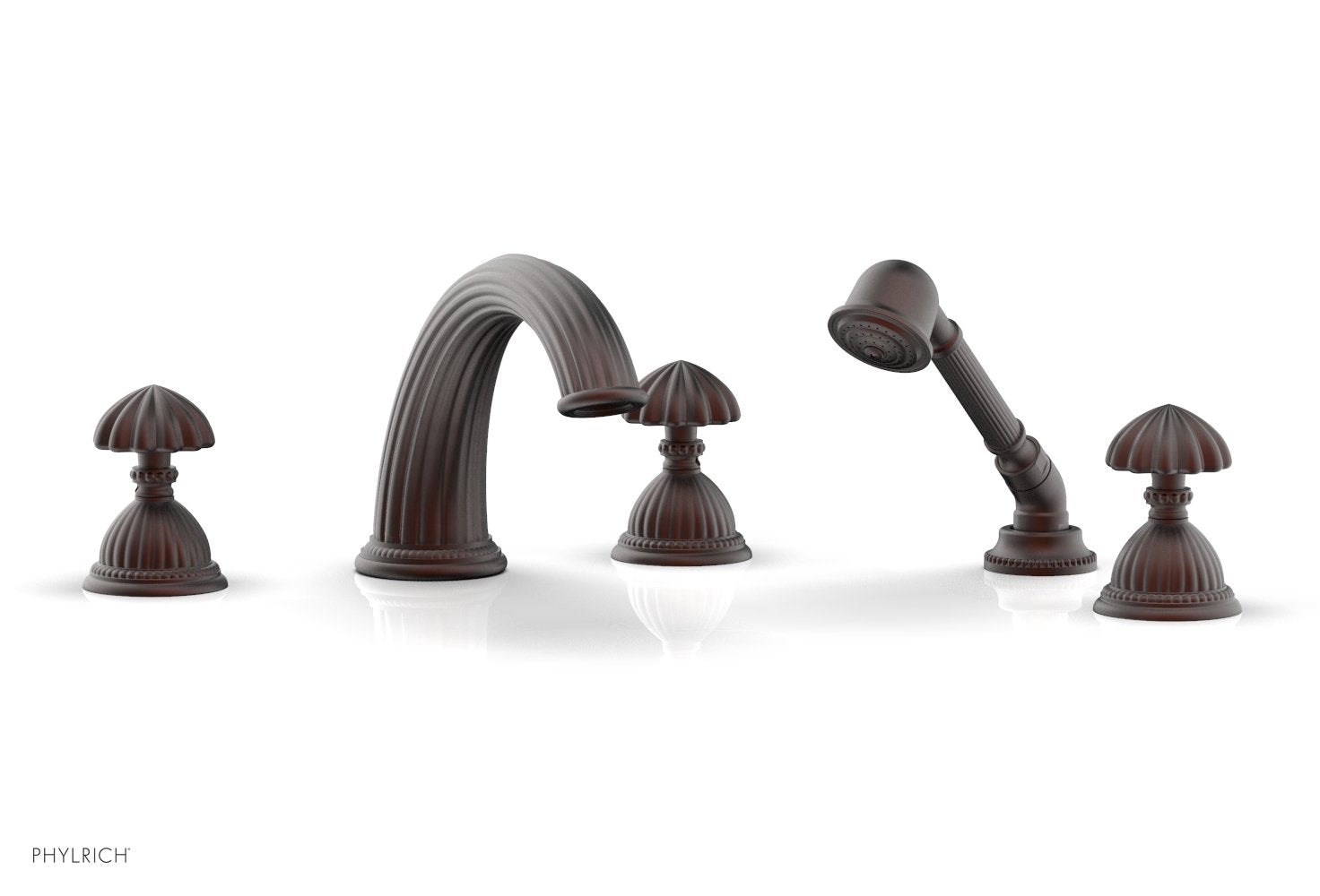 GEORGIAN & BARCELONA Deck Mounted Bathtub Faucet Set with Round Handles and Hand Shower K2361P1 - Perfect for Modern Bathroom Renovation and Spa-Like Experience