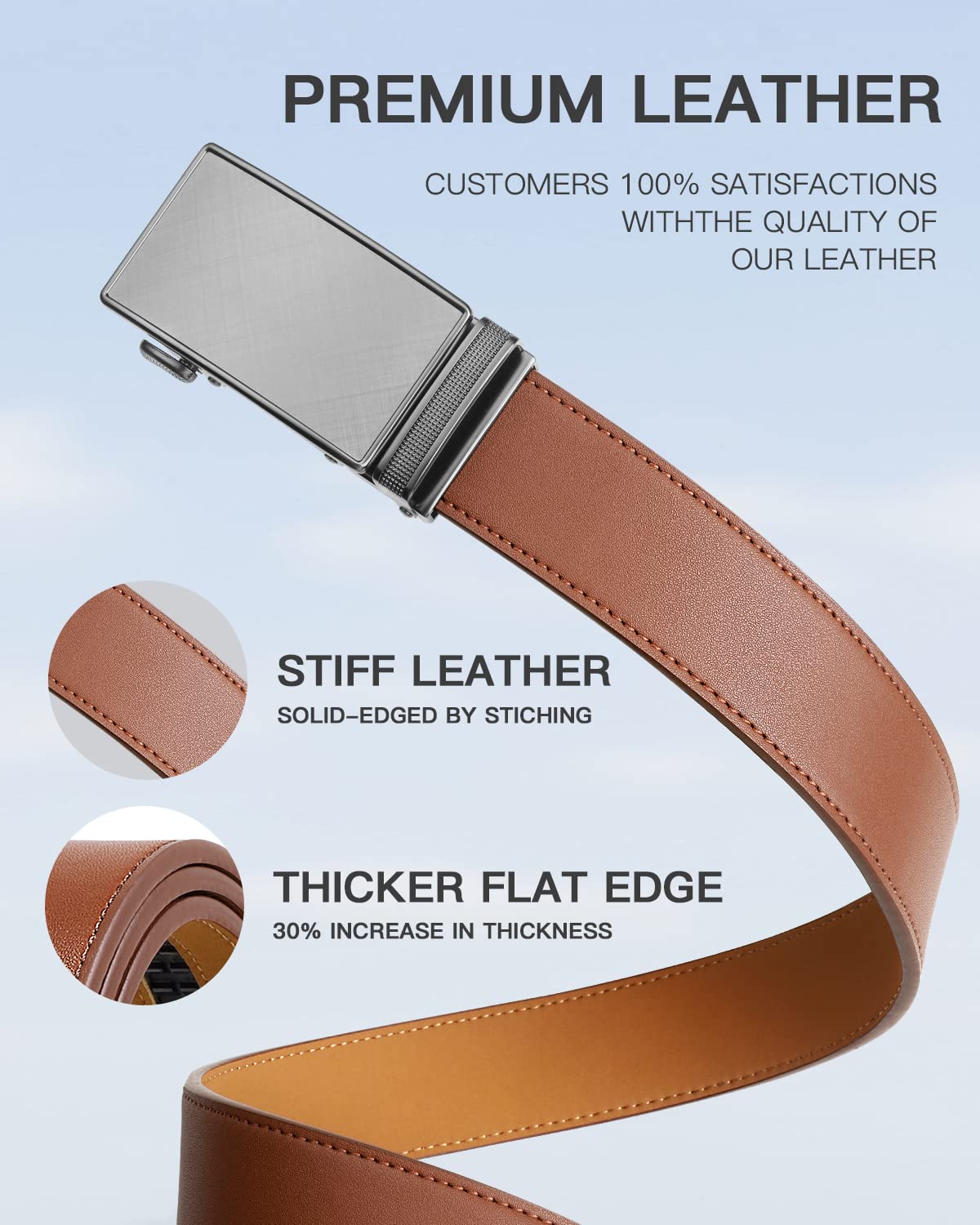 Premium Men's Ratchet Dress Belt - 1 3/8