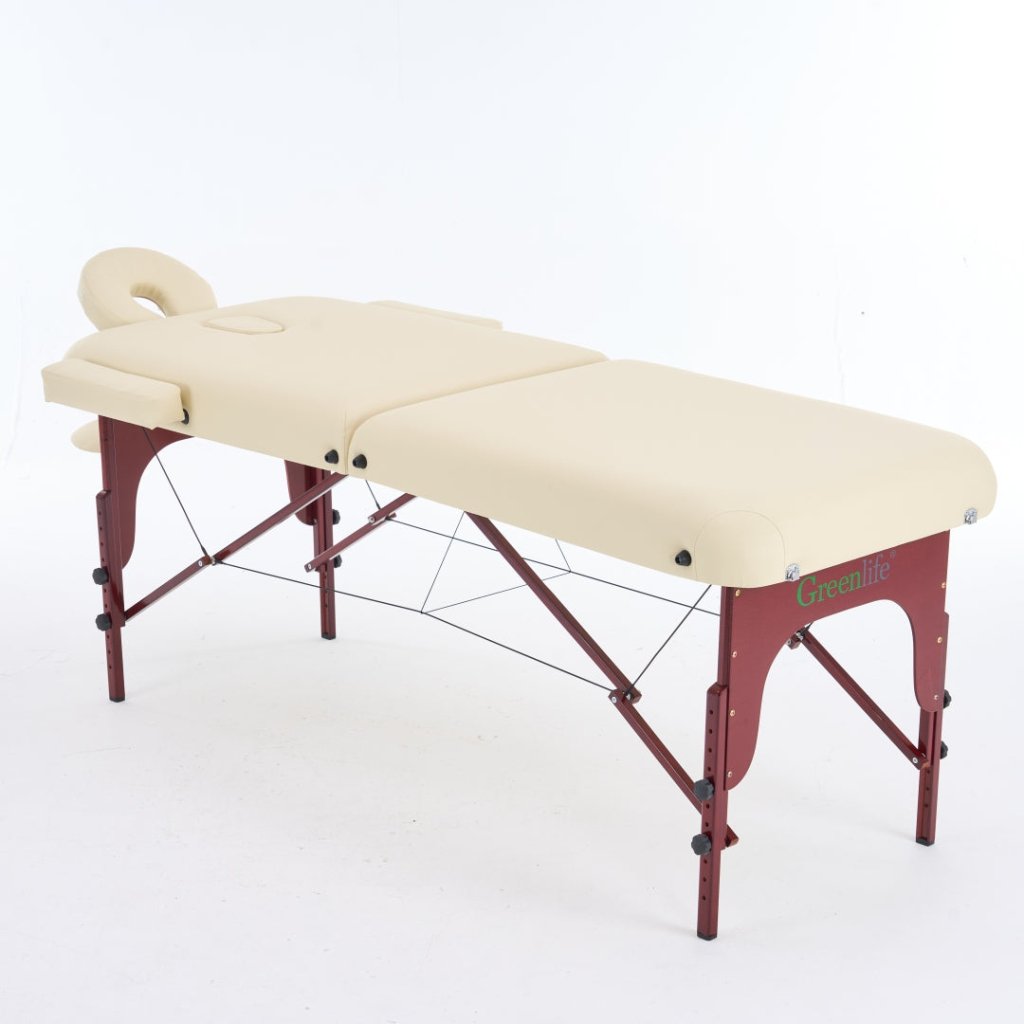 Premium 5-Inch Thick 2-Section Portable Massage Table by Greenlife® - Black & Cream - Ideal for Home Spa, Professional Therapy & Mobile Massage Services