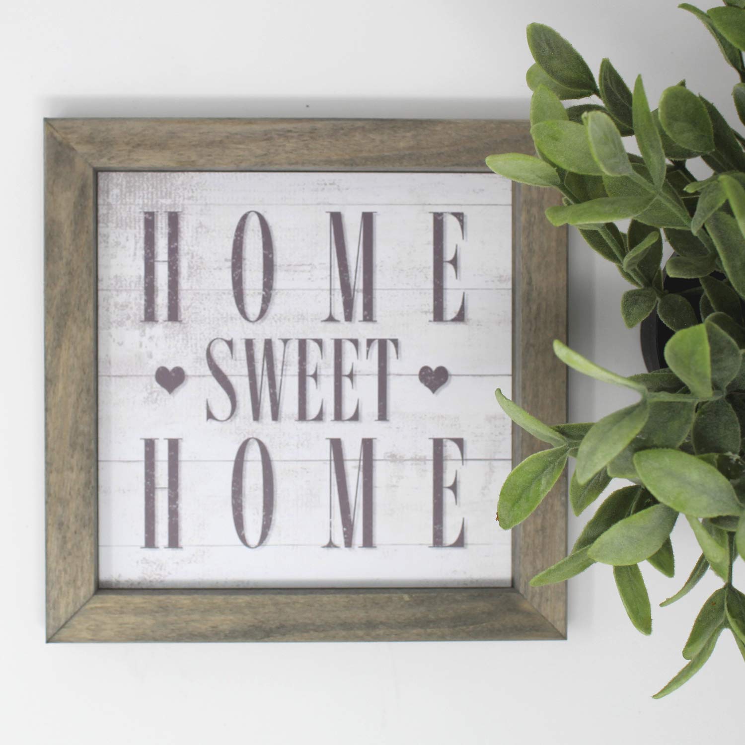 8x8 Inch Rustic Farmhouse Sign - 'Home Sweet Home' Wall Decor for Living Room, Kitchen, or Entryway
