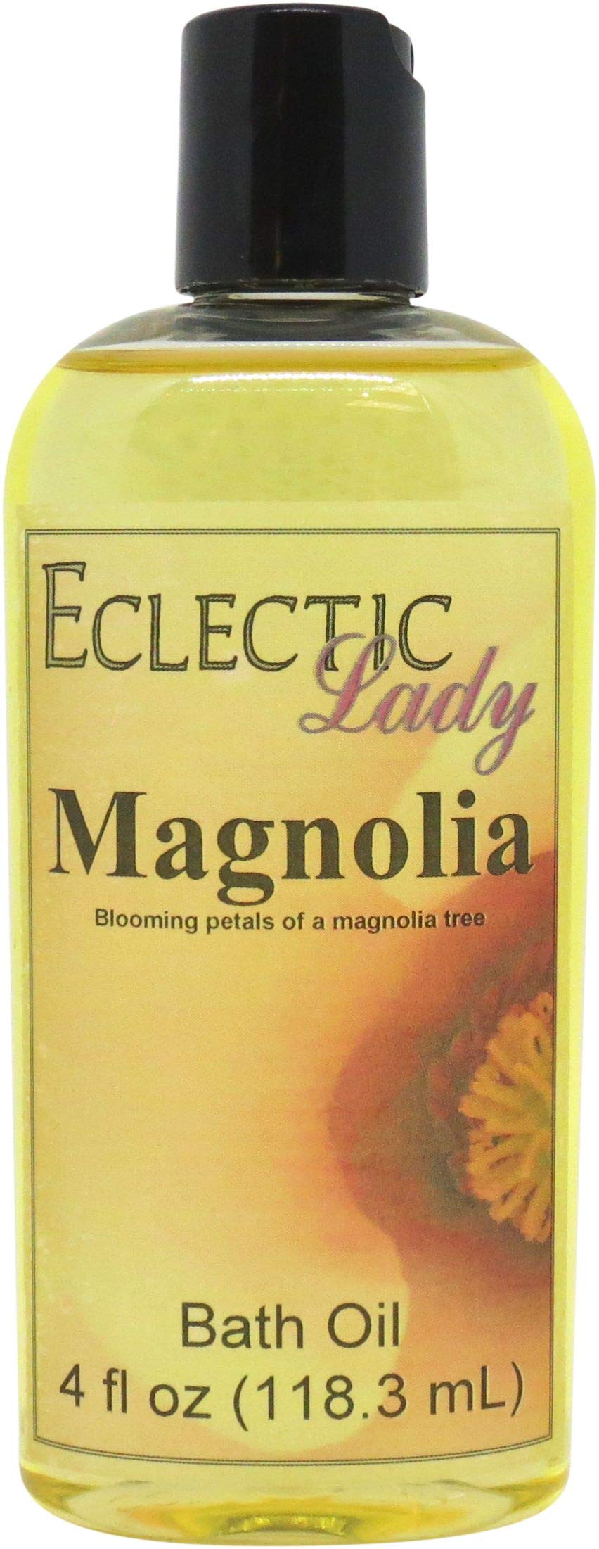 Eclectic Lady Magnolia Scented Bath Oil - Relaxing & Moisturizing Body Oil for Dry, Rough & Sensitive Skin - Daily Nourishing Shower Oil (4 oz) - Perfect for Spa Nights & Self-Care Rituals