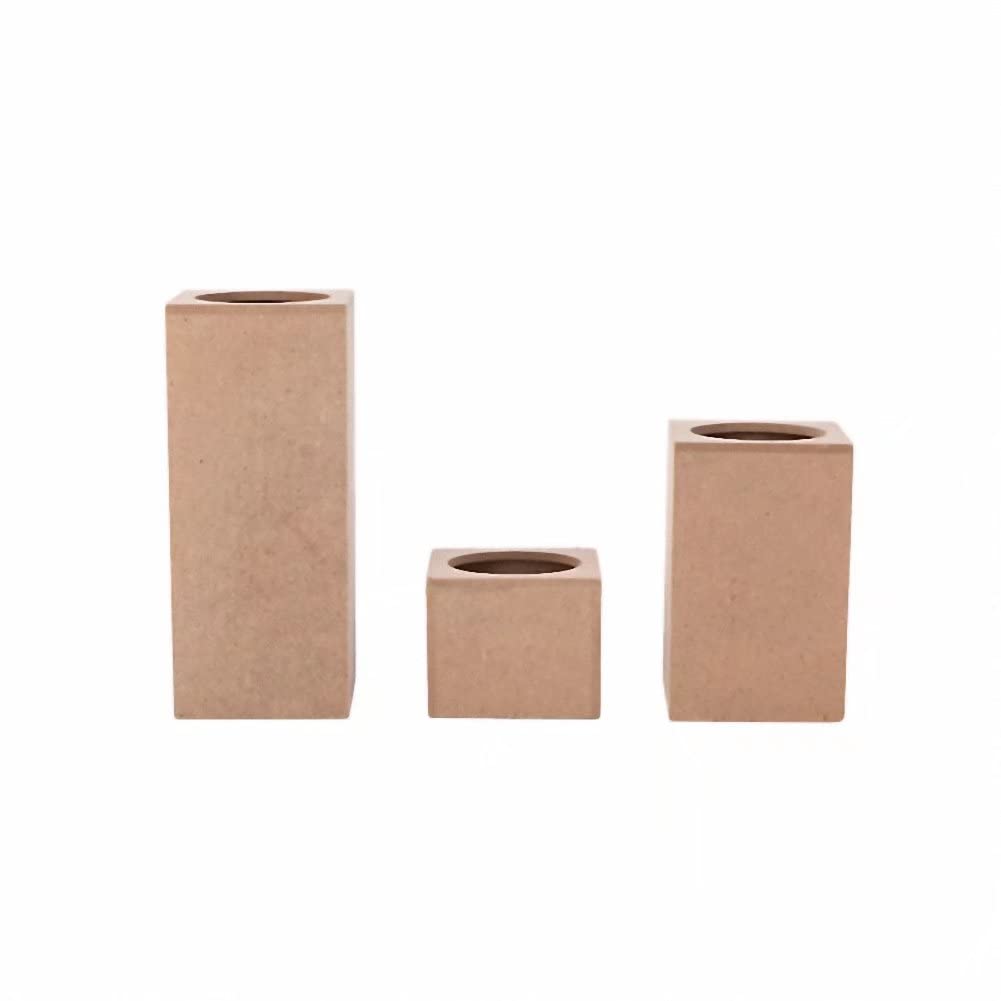 3 Pcs Wooden Candlestick Holders - Rustic Pillar Candle Stands for Table Centerpiece, Home & Living Room Decor - Perfect for Weddings, Dinner Parties, and Cozy Fall Evenings