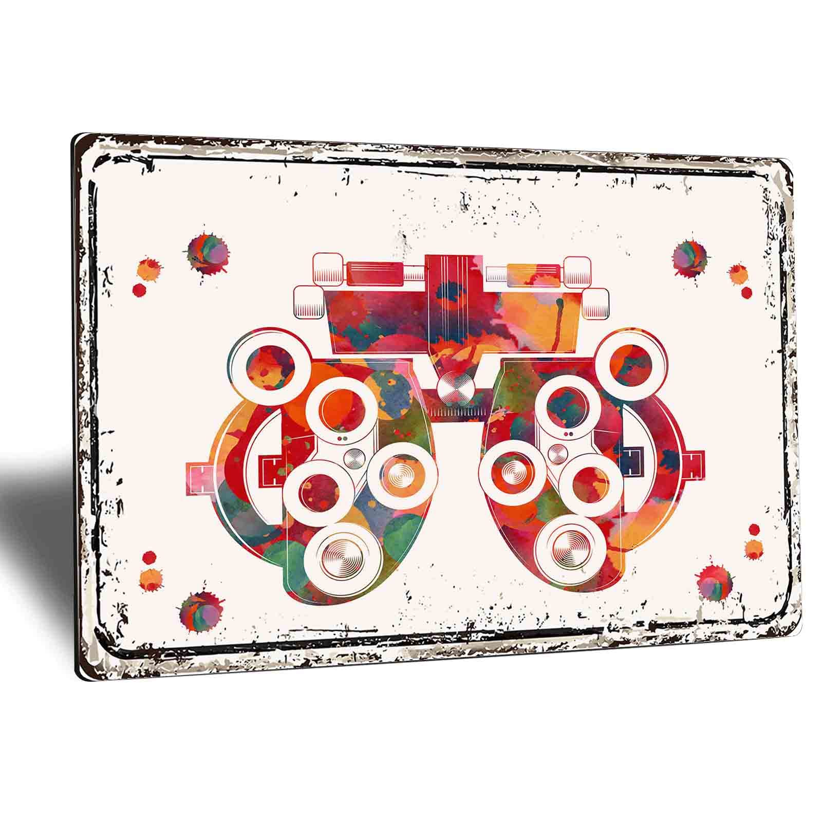 Vintage Metal Optometrist Trial Frame Wall Art - 12x16 Inch Medical Tin Sign Poster for Ophthalmology Office Decor, Eye Clinic & Home Wall Decoration | Perfect for Doctor's Office, Optical Shop & Medical Themed Rooms
