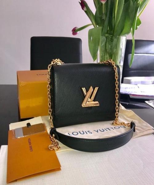 Louis Vuitton Twist MM Handbag in Black Epi Leather with Gold-Tone Lock - Elegant Shoulder Bag for Women, Perfect for Work, Evening Events & Luxury Fashion Accessories