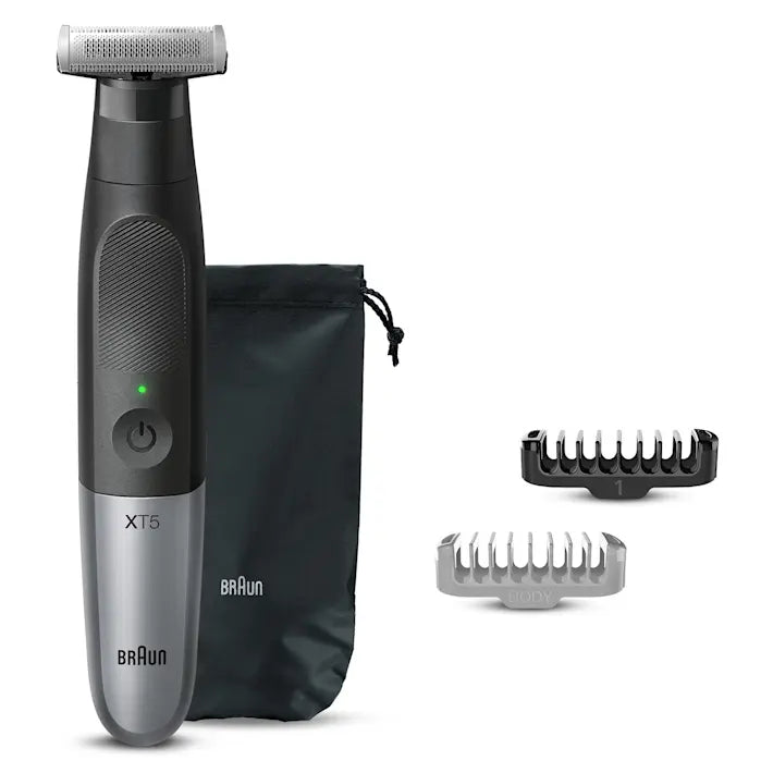 XT5200 Hybrid Trimmer for Face & Body - 4D Flex Blade, Waterproof, 6 Attachments, Travel Pouch - Perfect for Men's Grooming, Beard Trimming, and Body Hair Care at Home or Travel