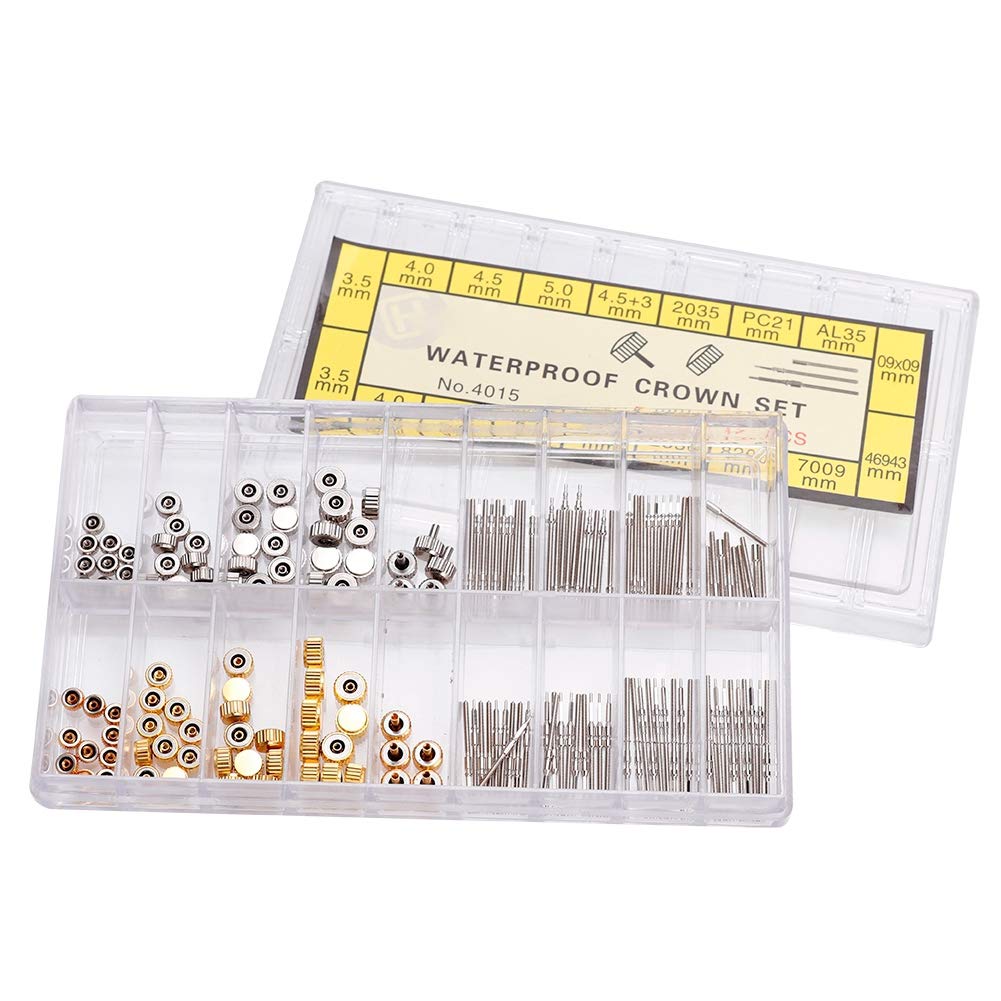 Stainless Steel Watch Crown Repair Kit - Watch Stem & Spring Bar Set for DIY Watch Repair