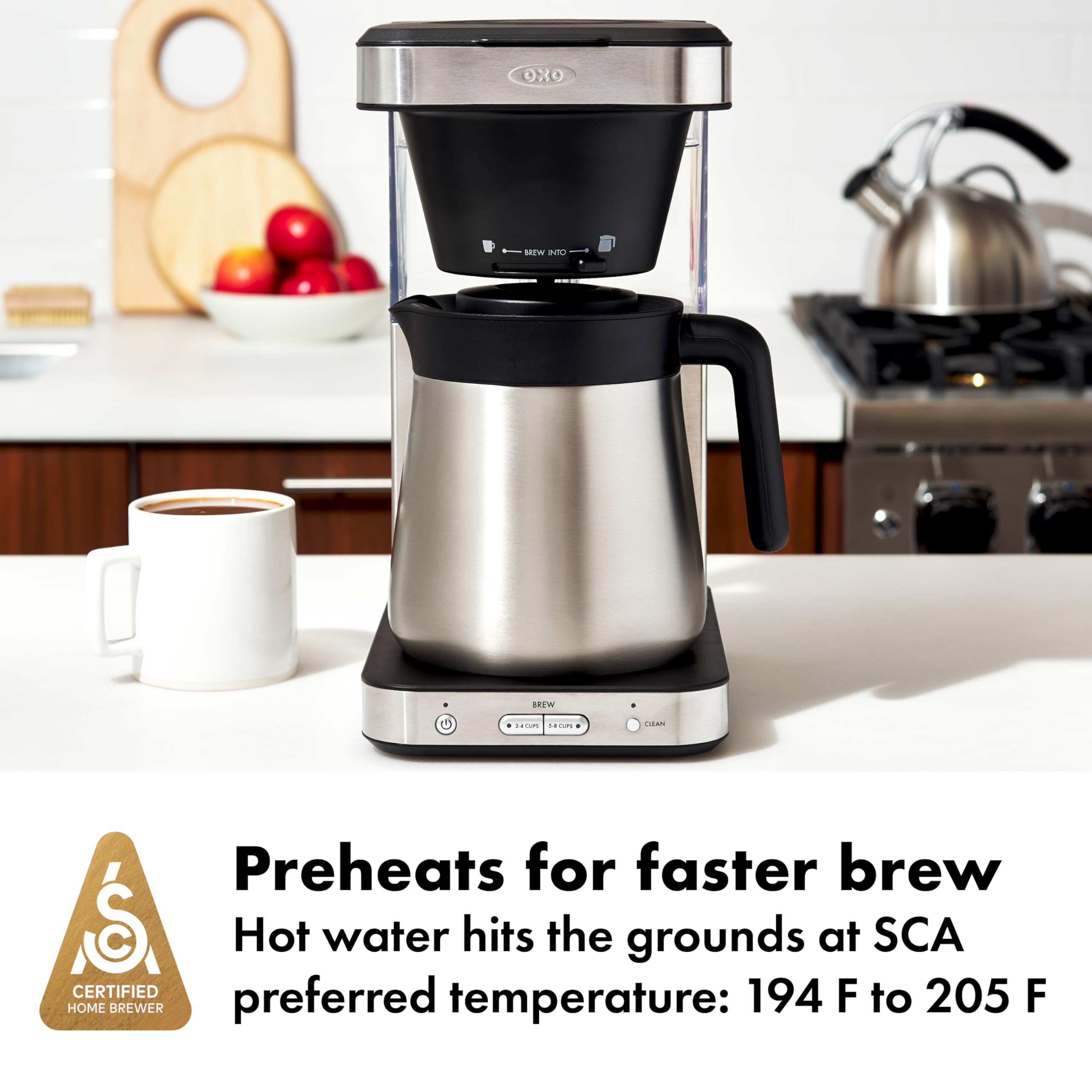 OXO Brew 8 Cup Stainless Steel Coffee Maker - Black | Drip Coffee Machine for Home & Office | Perfect for Morning Brews & Entertaining Guests
