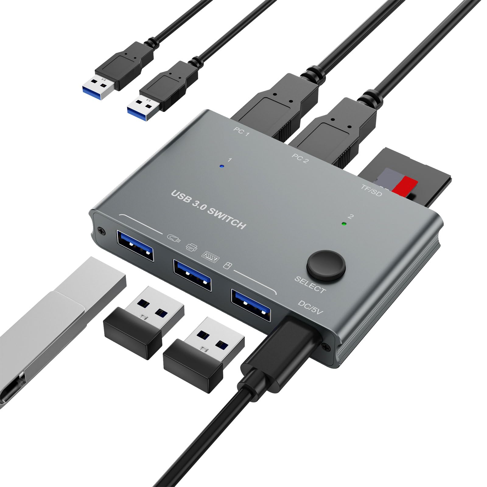 High-Speed USB 3.0 Hub with 4-Port Switcher - USB Port Extender for Laptop & Desktop - Expand USB Capacity for Printers, Scanners & More - Boost Productivity for Office & Home Workspaces
