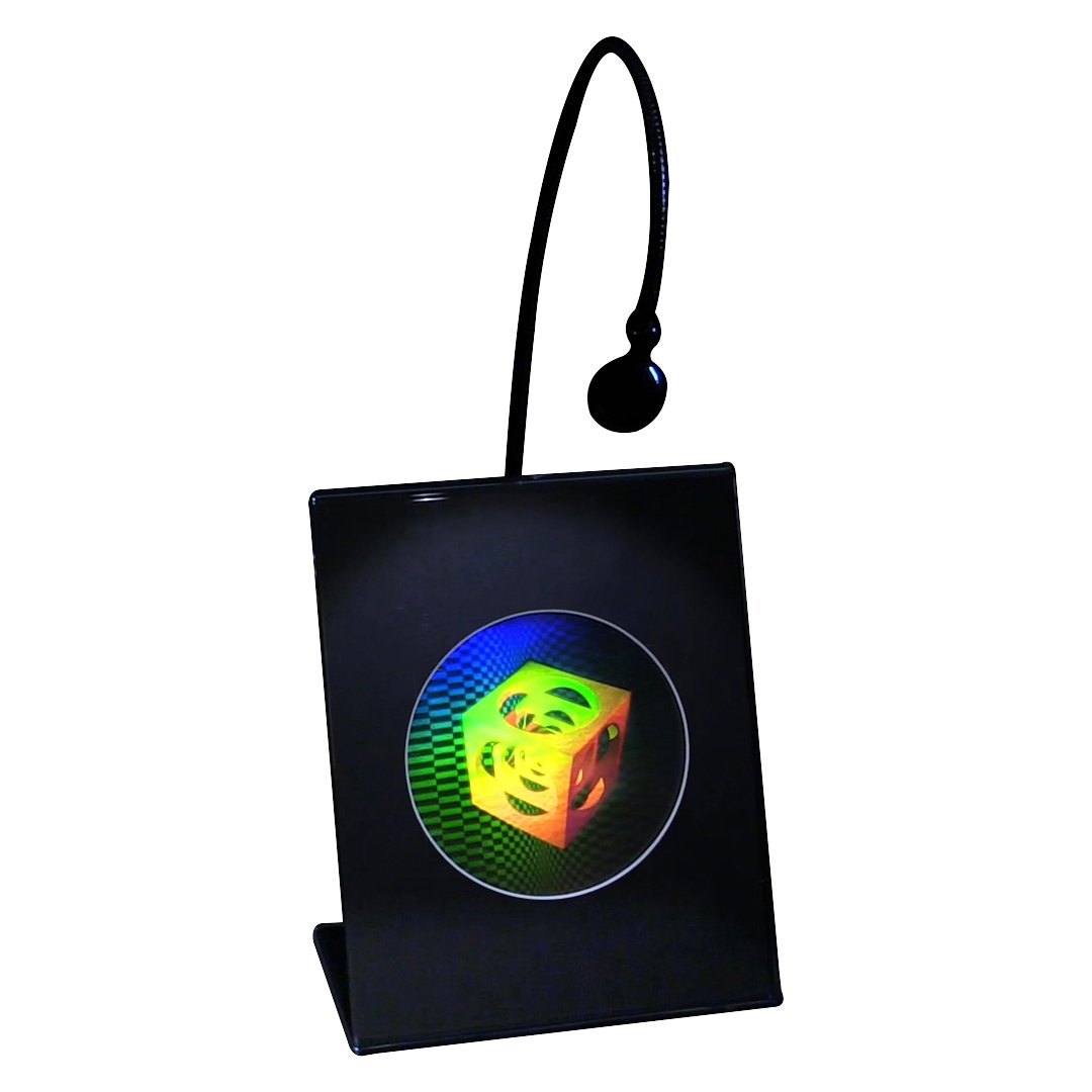 3D Cubes Within Cubes Holographic Picture with LED Lighted Desk Stand - Unique Collectible Embossed Art Film for Home Decor, Office Display & Gift Giving