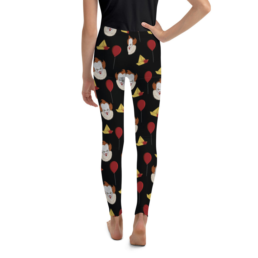 Funny It Clown All Over Print Youth Leggings - Comfortable & Stylish Halloween Costume, Cosplay Outfit for Kids & Teens