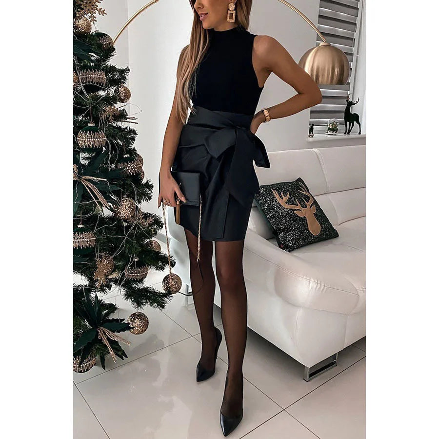 Stylish Women's High Waist PU Leather Pencil Skirt - Elegant Mini Skirt for Office & Party Wear - Solid Color Slim Fit Bottom Skirt - Perfect for Work, Dating, and Night Out Occasions