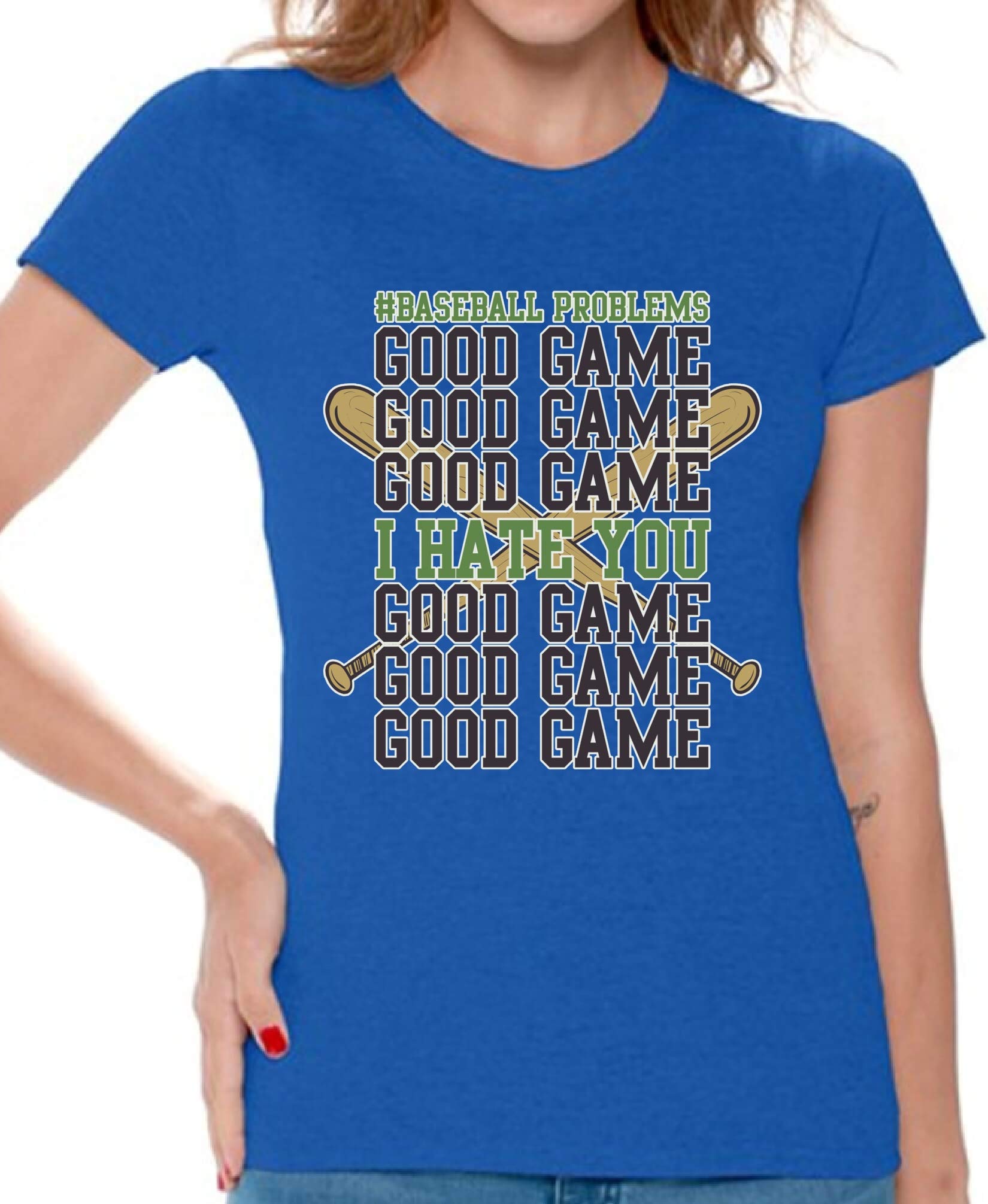Awkwardstyles Women's Funny Baseball Problems T-Shirt - Cute Soft Cotton Graphic Tee for Female Fans | Perfect Gift for Baseball Players & Lovers | Game Day Outfit, Casual Wear