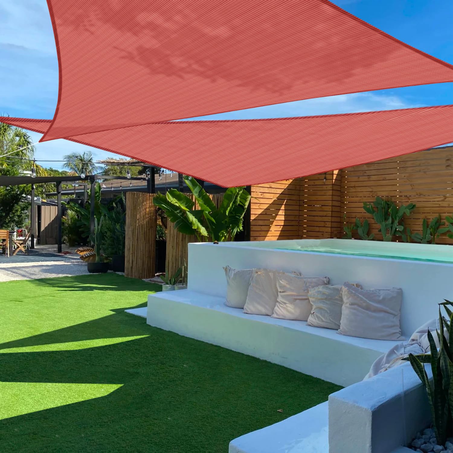 26'x26'x37' Right Triangle Sun Shade Sail - UV Block Heavy Duty Permeable Canopy for Patio, Backyard, Pergola & Carport - Outdoor Shade Cloth in Red (Perfect for Summer Sun Protection & Outdoor Relaxation)