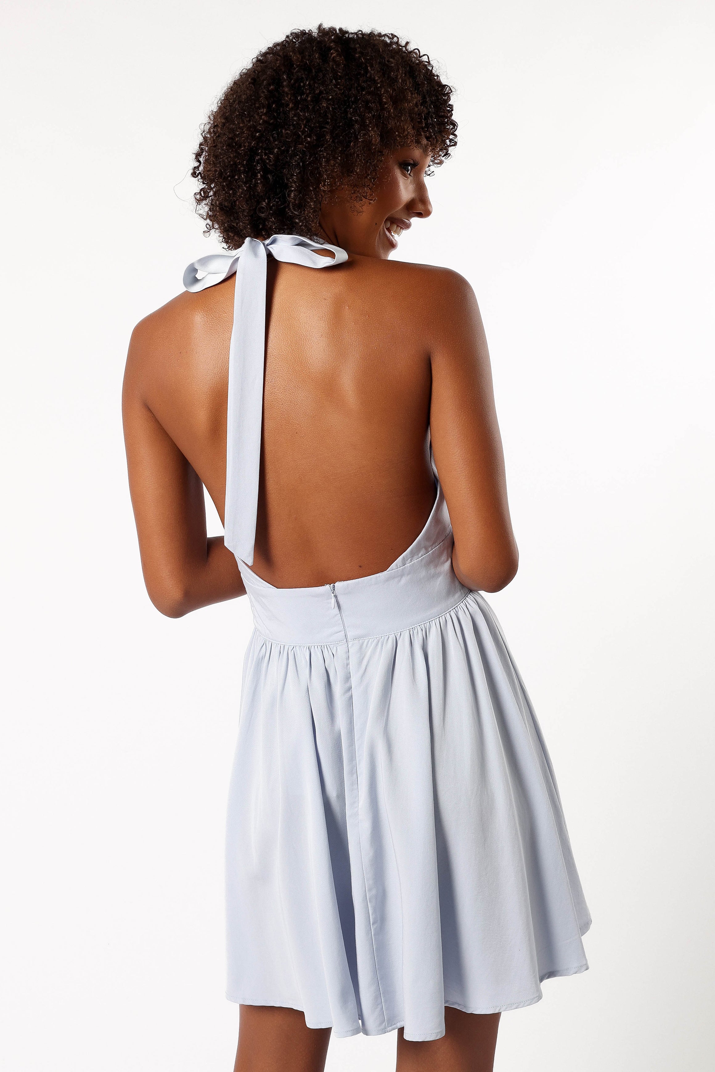 Leigh Halterneck Mini Dress - Light Blue Summer Casual Dress for Women | Perfect for Beach, Party & Date Night