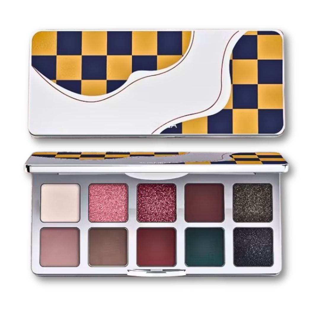 Shedella 10-Color Checkerboard Eyeshadow Palette - Highly Pigmented, Long-Lasting Makeup for Day & Night Looks - Perfect for Parties, Weddings & Everyday Wear