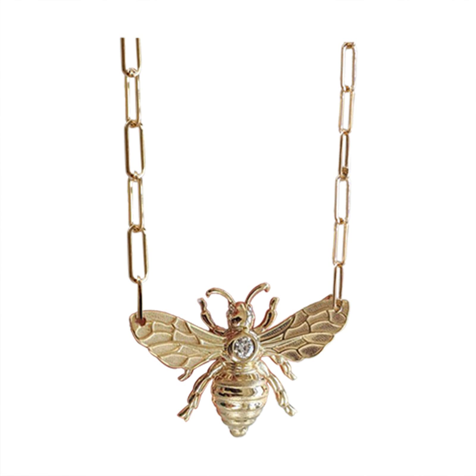 GILIGEGE Unisex Bee Charm Necklace - Cute Animal Jewelry with Chunky Crystal Pendant for Women & Men | Perfect Gift for Birthday, Anniversary & Everyday Wear