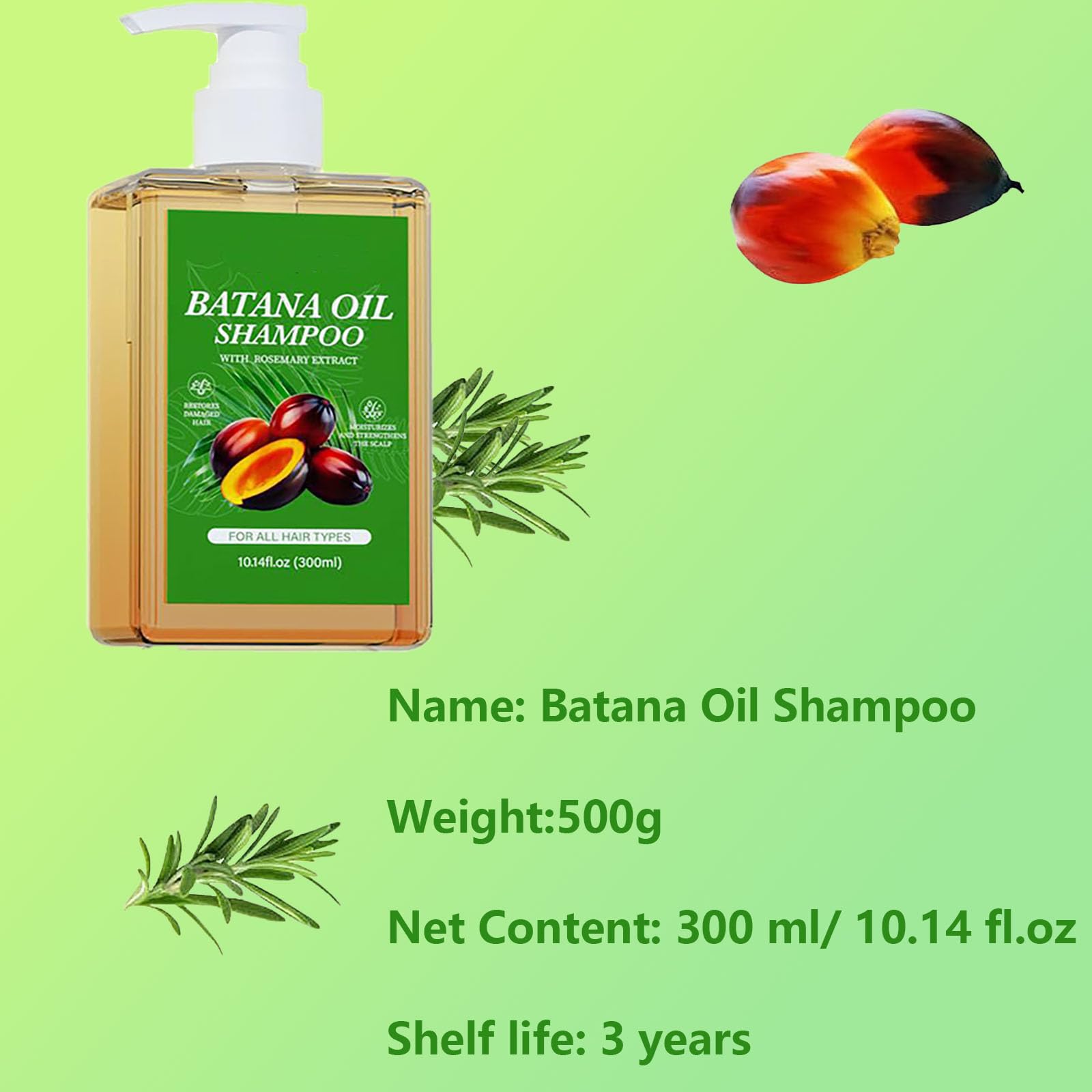 Batana Oil Shampoo for Hair Loss - Rosemary Extract Shampoo & Conditioner Set (3 Pack) - Nourishing & Regenerating Hair Treatment for Dry, Damaged Hair - Perfect for Daily Use & Scalp Care