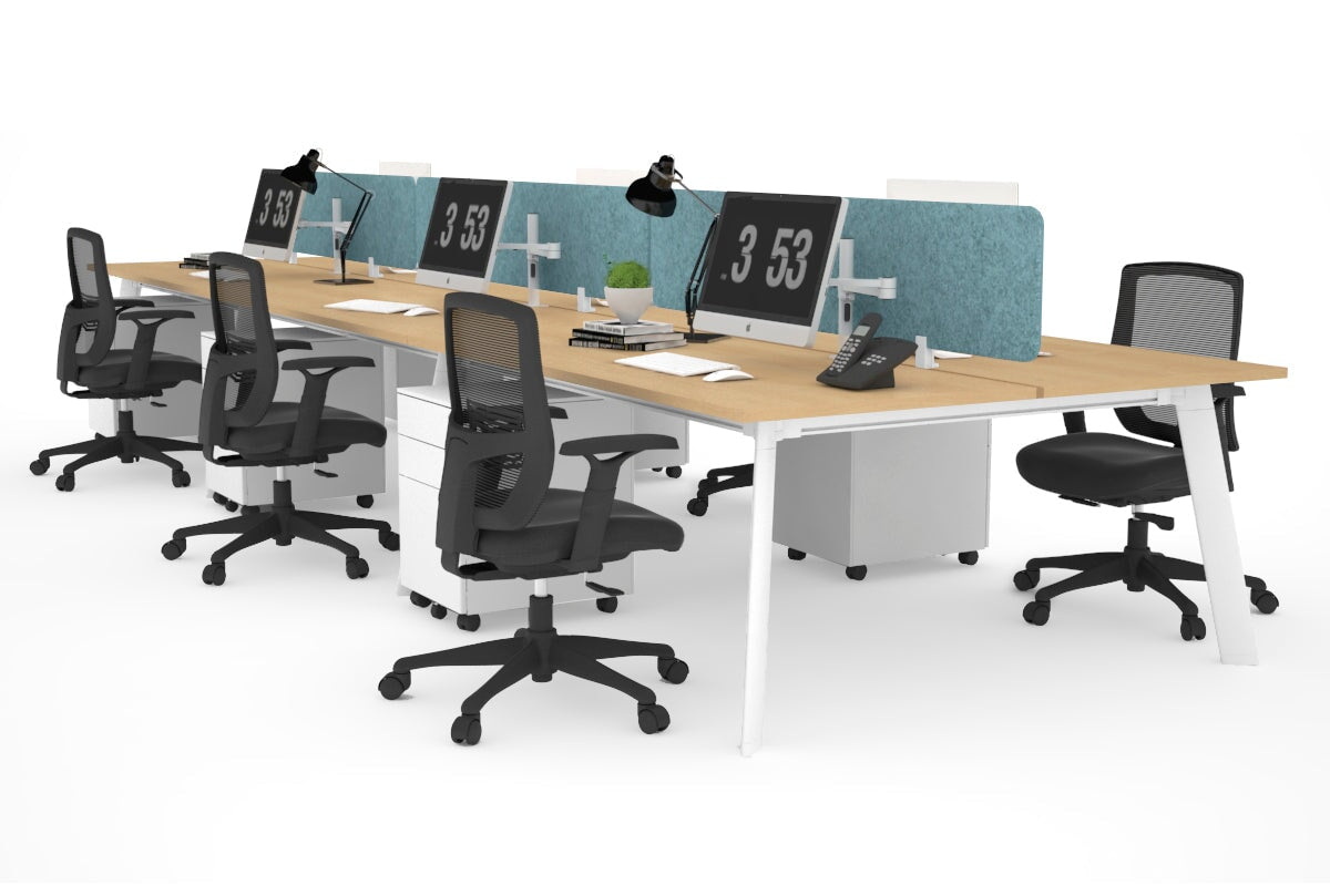 6-Person Switch Workstation with White Frame - 1200L x 700W Dimensions - Ideal for Office, Conference Room, or Collaborative Workspace